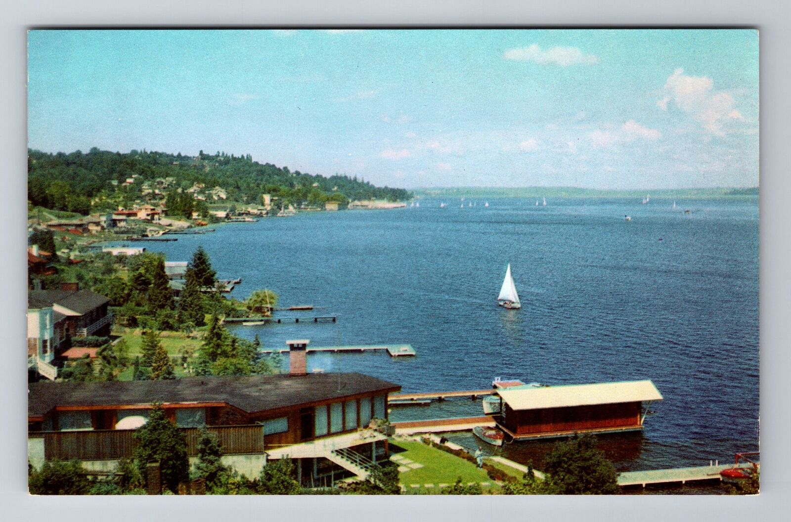 Seattle WA-Washington, Lake Washington, Antique Vintage Souvenir Postcard