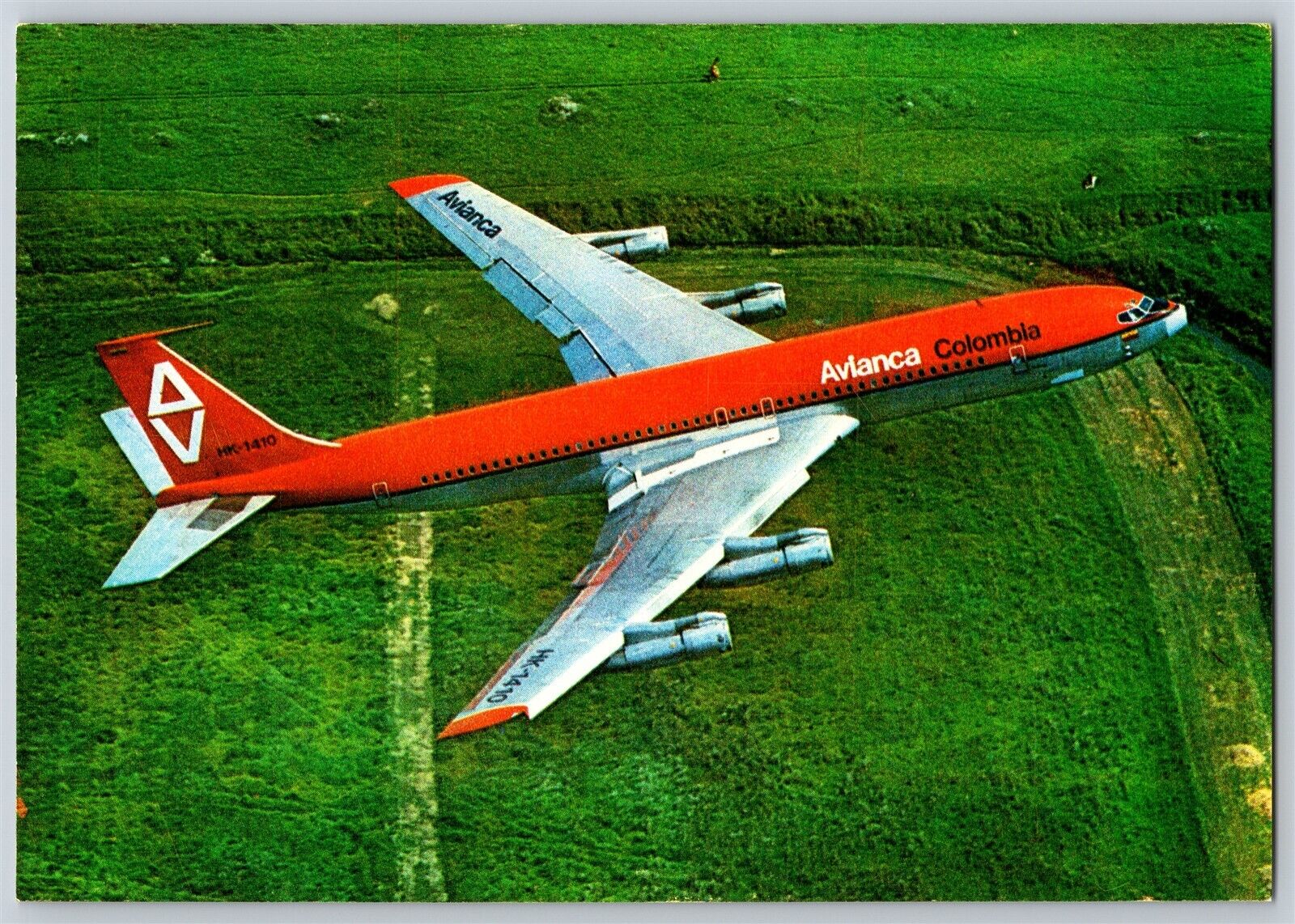 Airplane Postcard Avianca Colombia Airlines Boeing 707 Movifoto Hk-1410 BJ1