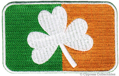 IRISH CLOVER FLAG PATCH IRELAND embroidered iron-on SHAMROCK EMBLEM TRICOLOR NEW