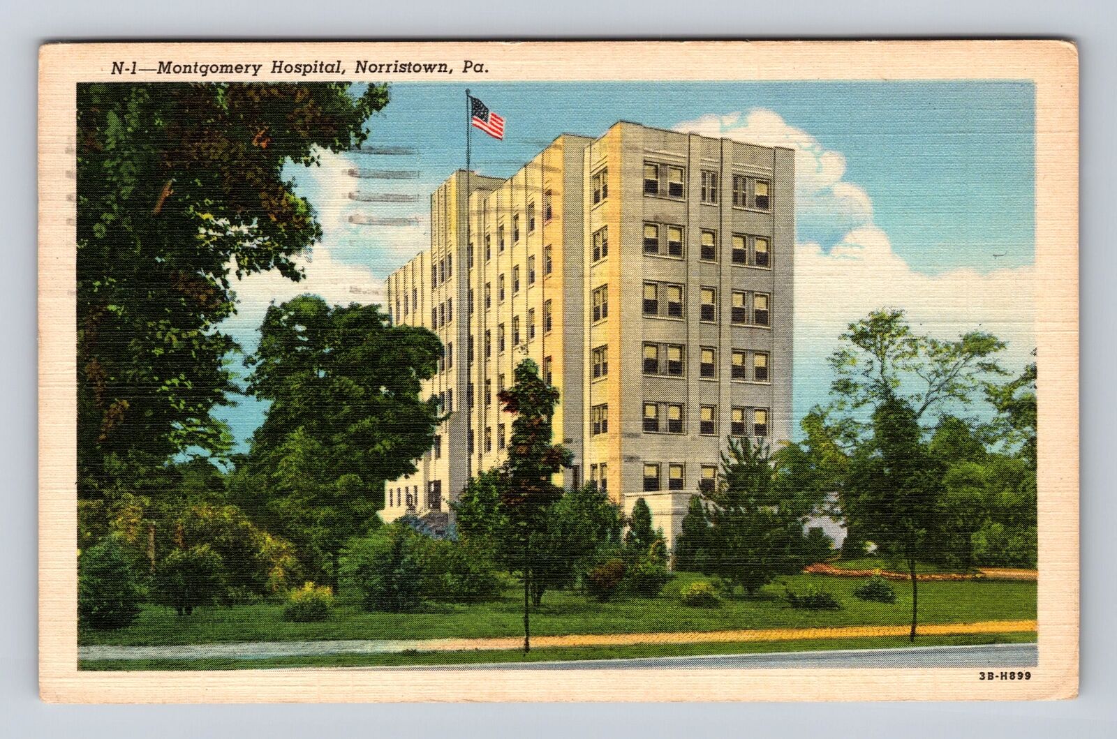 Norristown PA-Pennsylvania, Montgomery Hospital, Antique Vintage Postcard