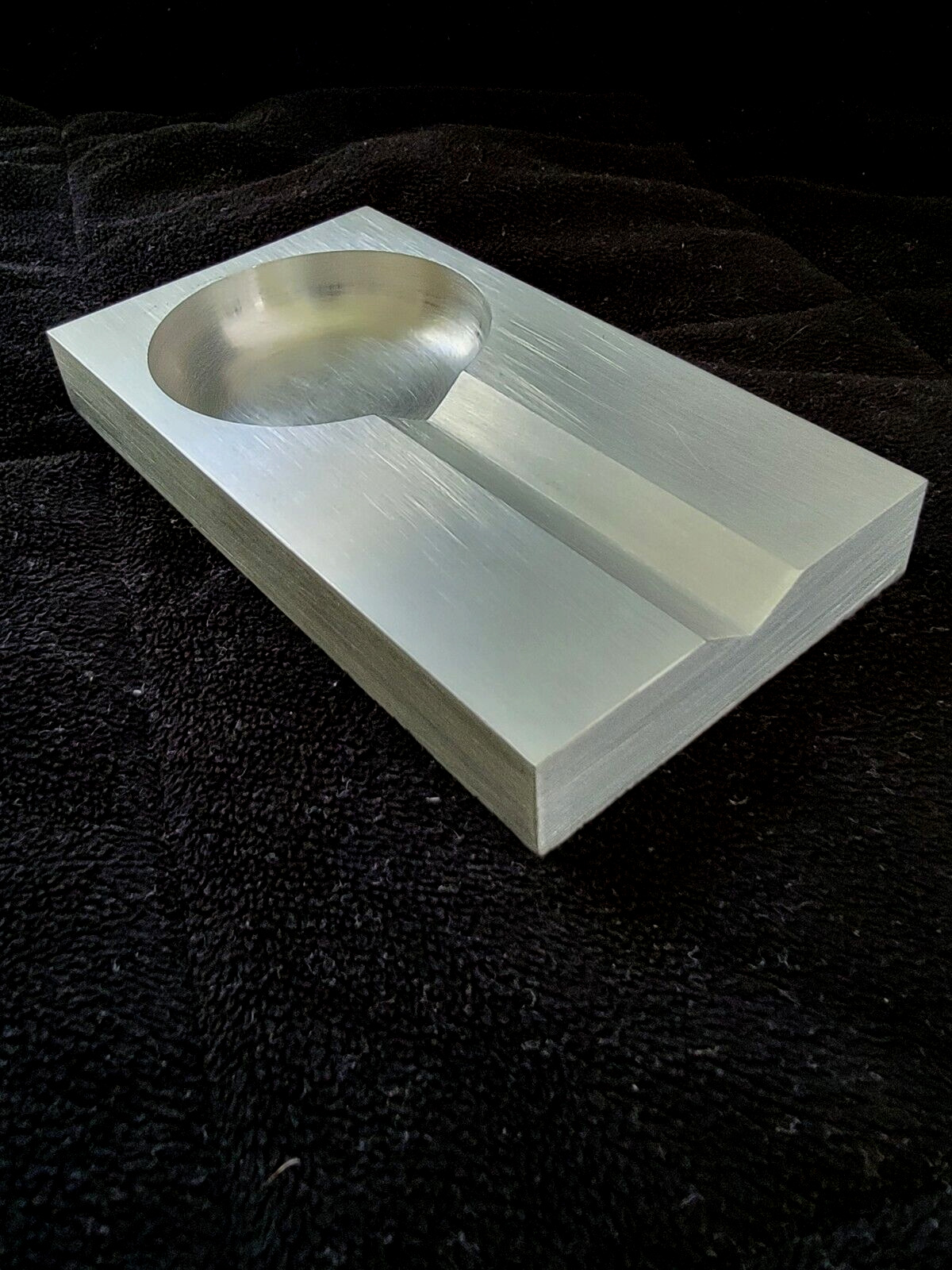 Modernist Style Vintage Cigar Ashtray Hand Made from Solid Alum Billet Ex. Cond.