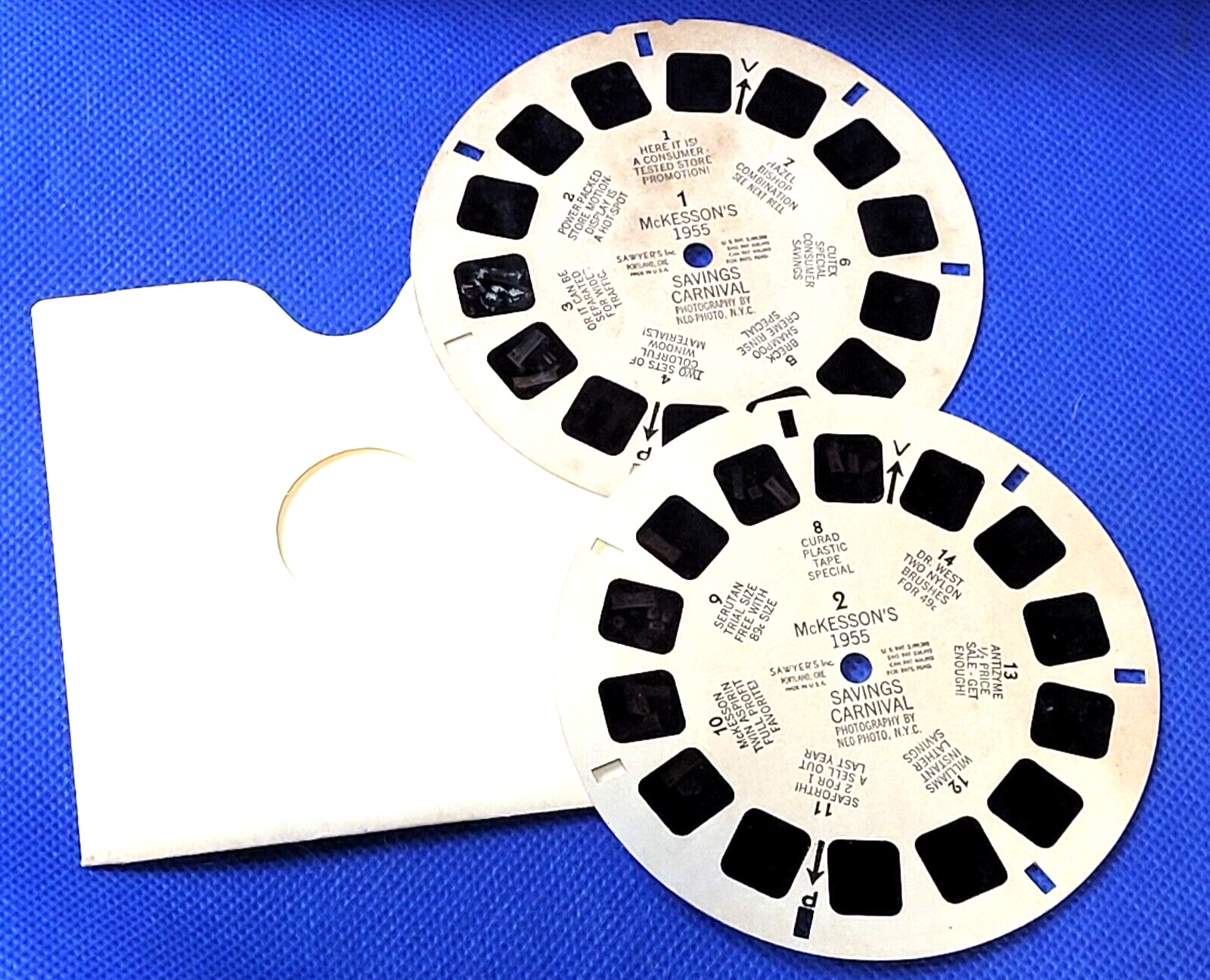 1 & 2 McKesson's 1955 Savings Carnival Promo Advert Commercial view-master reels