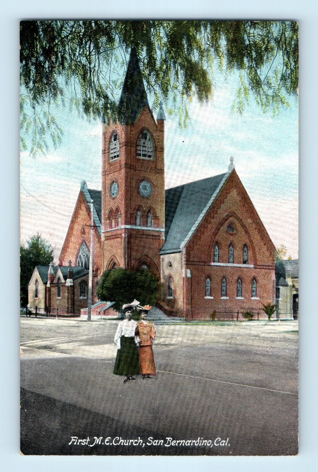 First M.E. Methodist Episcopal Church San Bernadino California Tower Postcard B6