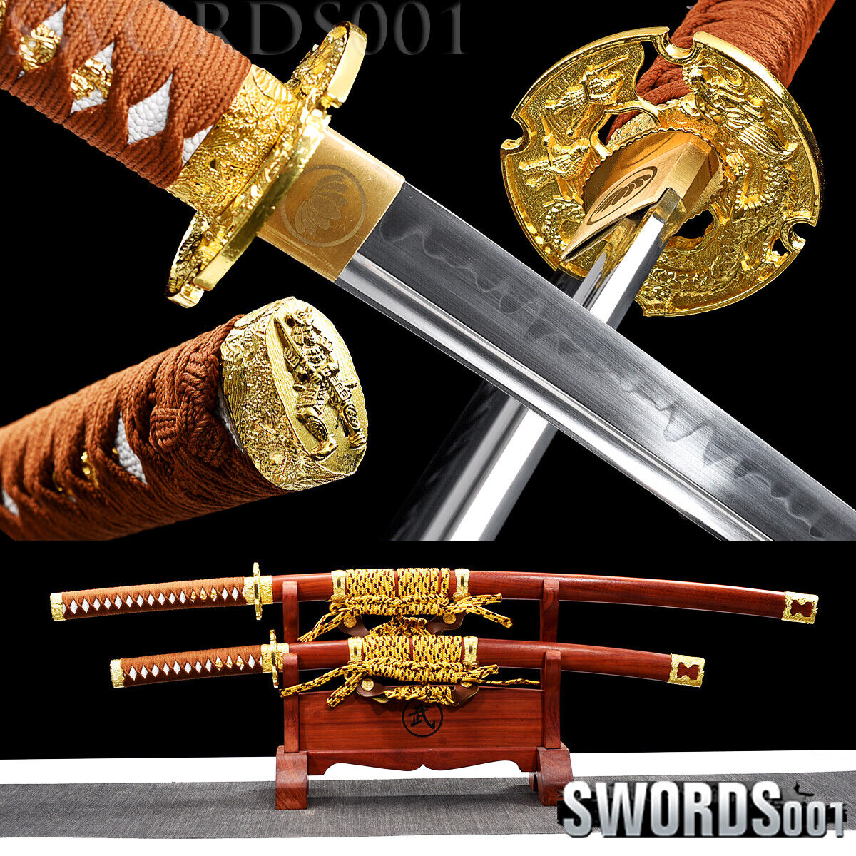 clay tempered T10 Steel Japanese Samurai Sword handmade warrior katana Tachi SET