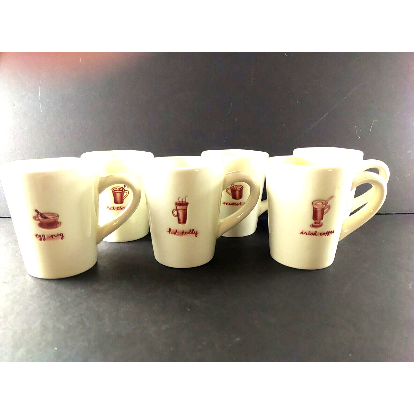 William Sonoma Ceramic Mugs Cups Seasonal Collection Set Of 6 Christmas Holiday