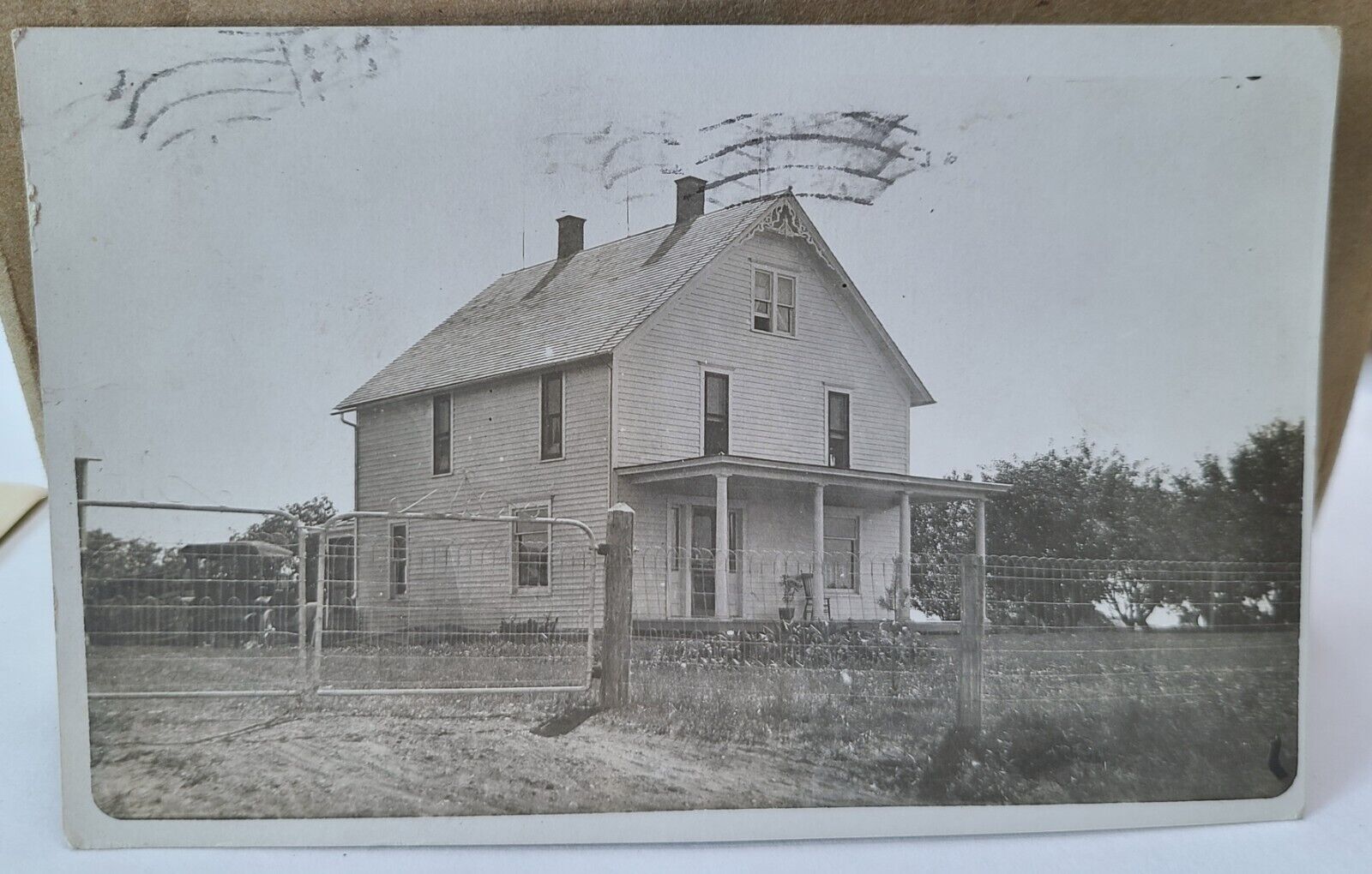 Vintage Real Photo Postcard Farm House Postmarked 1913