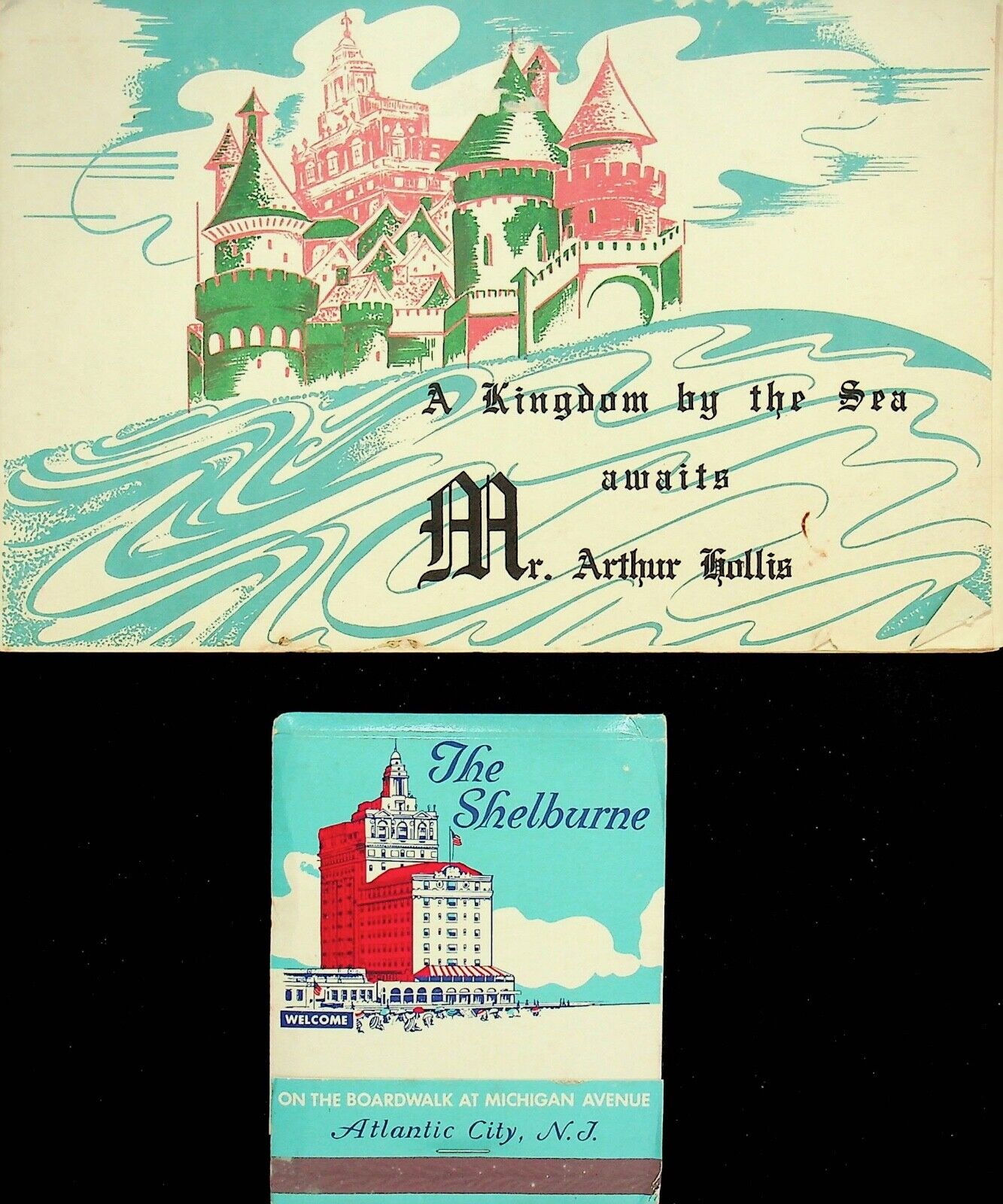 1948 SHELBURNE HOTEL ATLANTIC CITY NJ UNUSED MATCHBOOK & WELCOME MESSAGE -E15-J