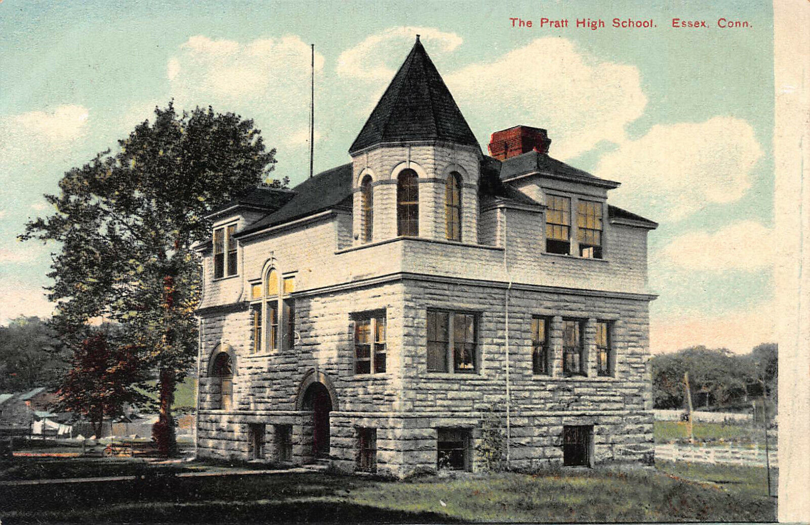 The Pratt High School, Essex, Connecticut, Early Postcard, Unused 