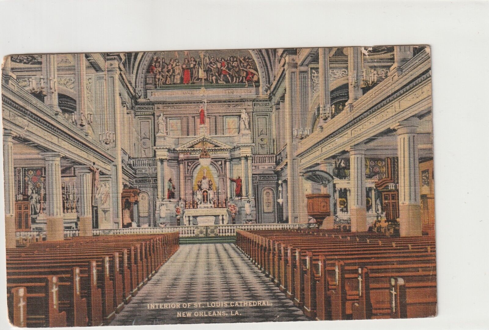 Vintage Postcard 1937 Interior of St. Louis Cathedral New Orleans, Louisiana