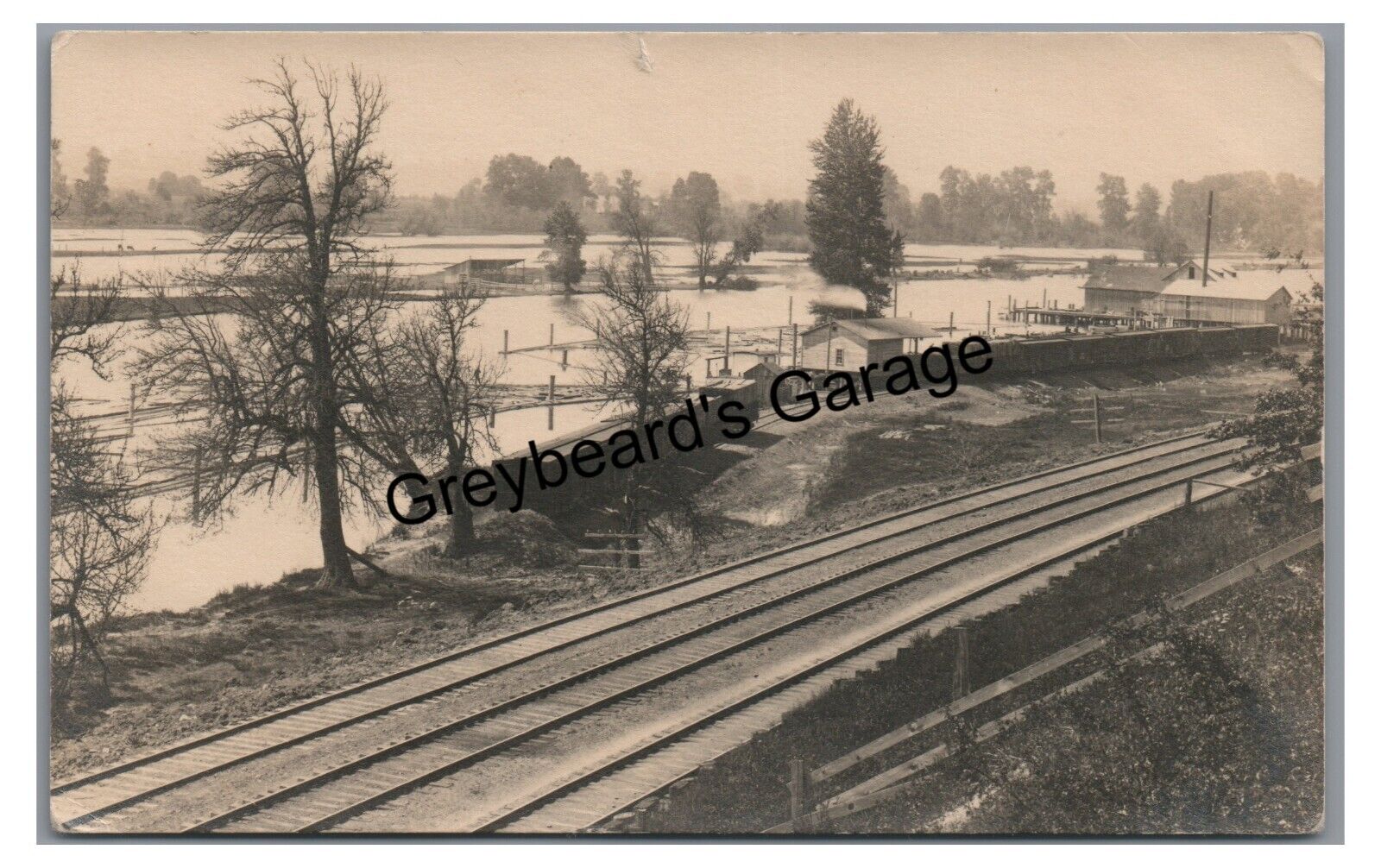 RPPC Railroad Depot Lumber Yard Portsmouth PORTLAND OR Real Photo Postcard