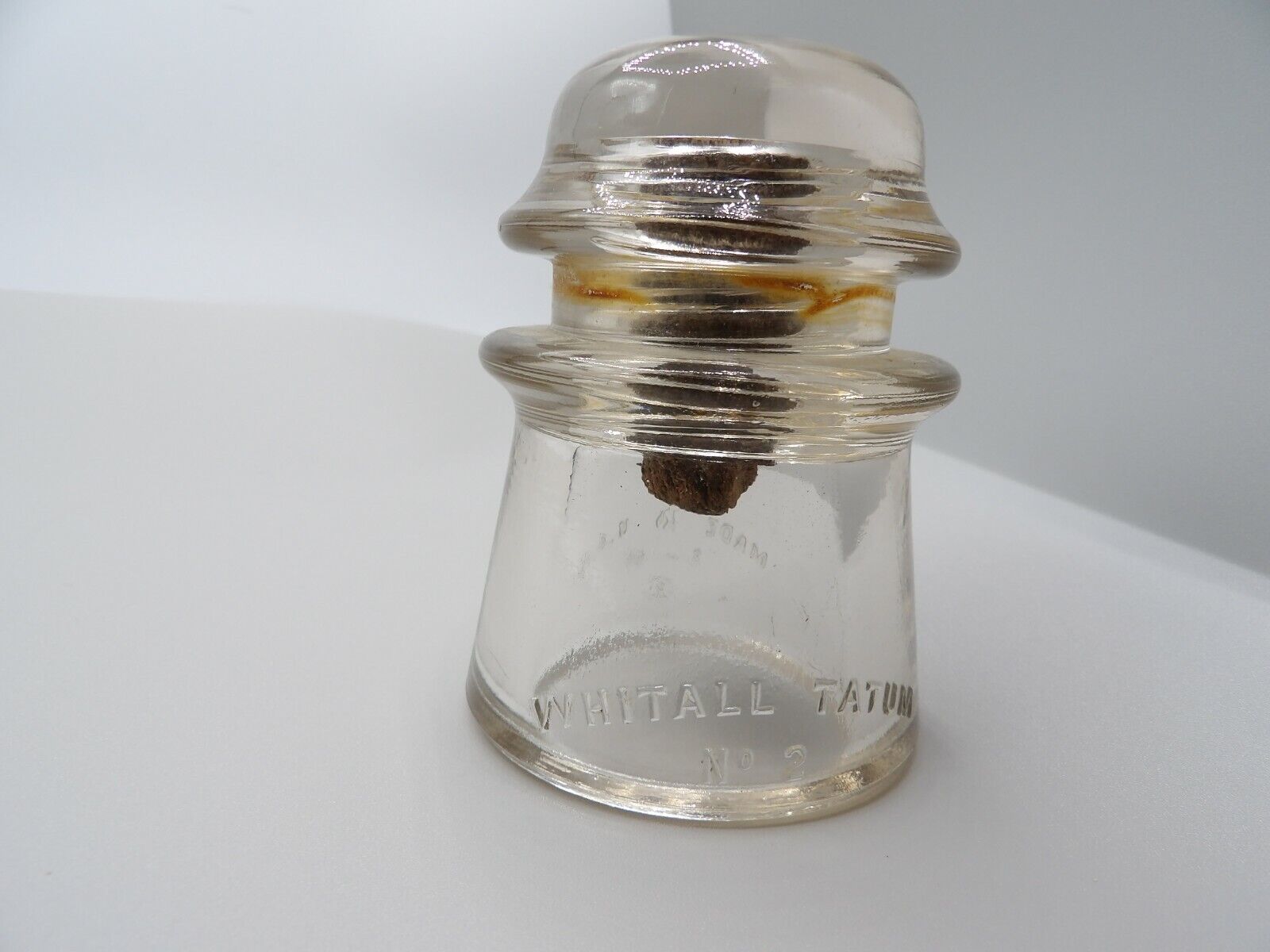 Vintage Whitall Tatum Clear Glass Insulator No 2 (41) Made in USA