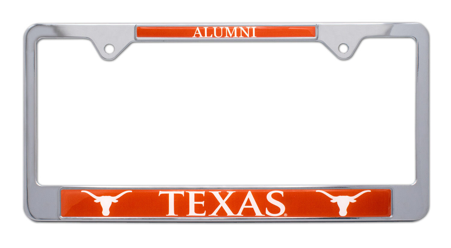 texas longhorns alumni college ncaa chrome license plate frame made in usa