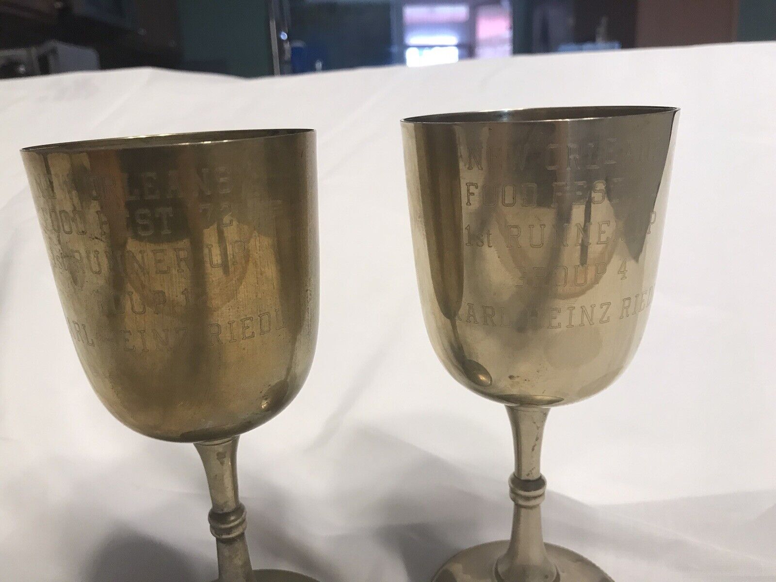 New Orleans 1972 Food Fest 1st Runner Up Competition Pair Of  Trophy Cups