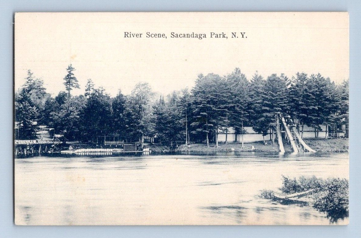 1910. RIVER SCENE. SACANDAGA PARK, NY. POSTCARD DM2
