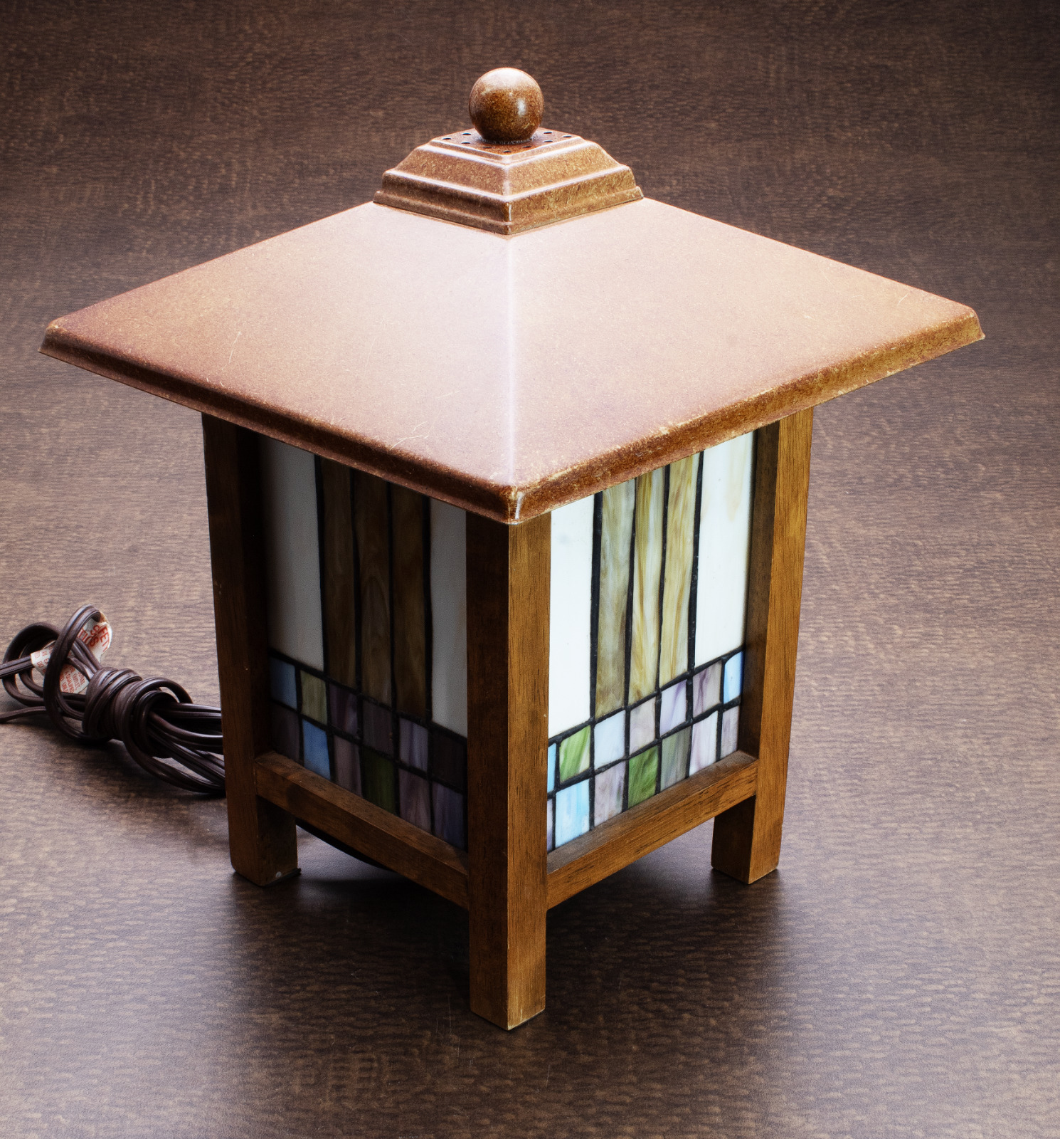 Frank Lloyd Wright Mission Style Stained Glass Lamp AS IS