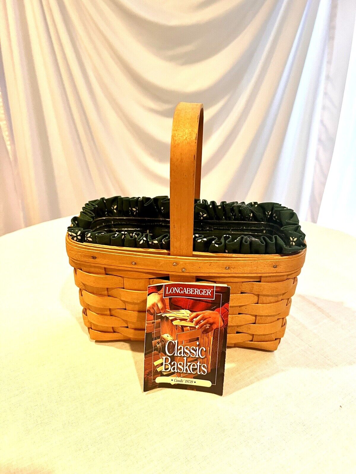 Longaberger Basket 9x5x4 with Cloth liner and Plastic Protector
