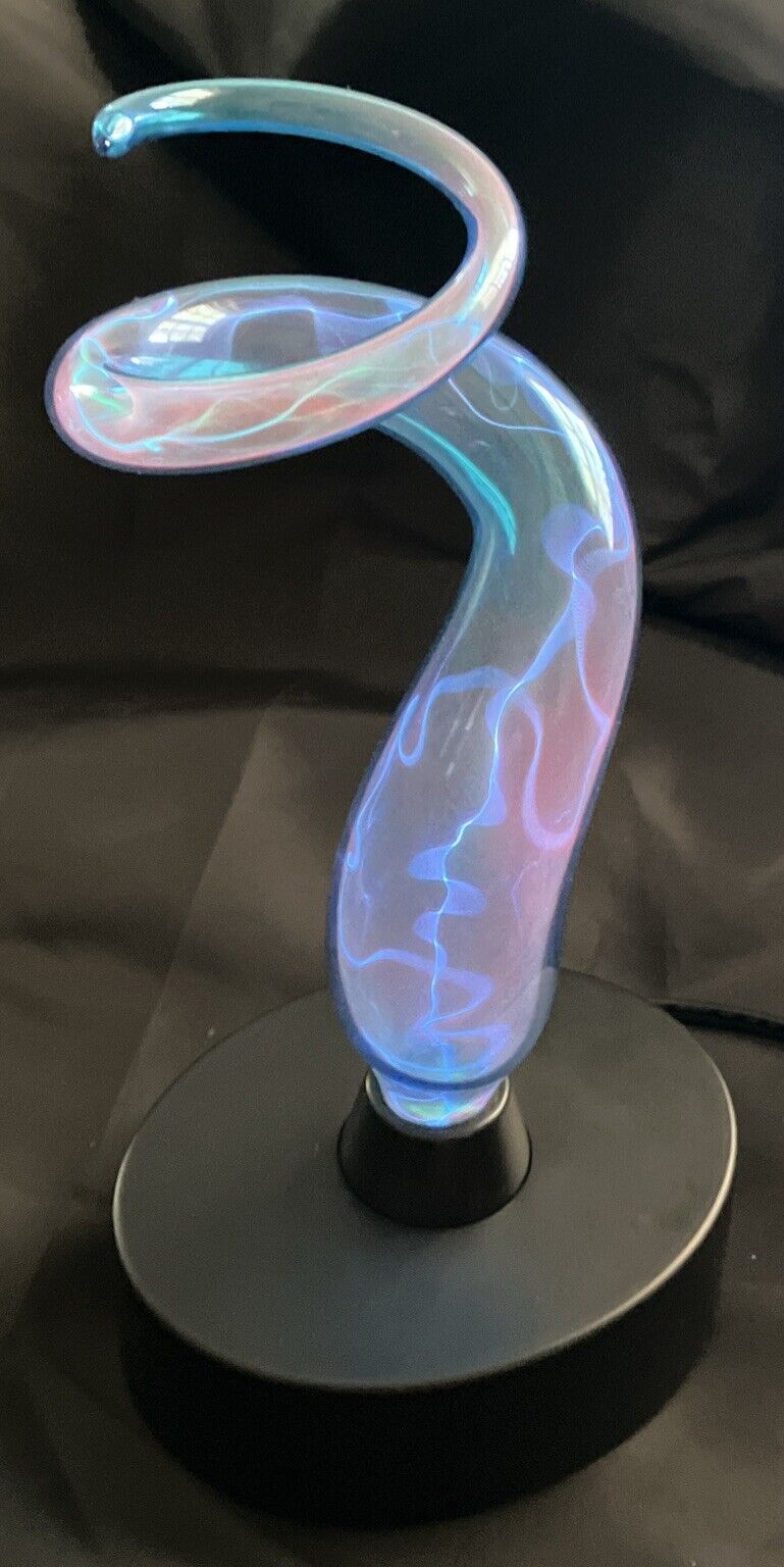 LumiSource Sculptured Blue Swirl Touch Sensitive Plasma Art Glass Lamp 12”