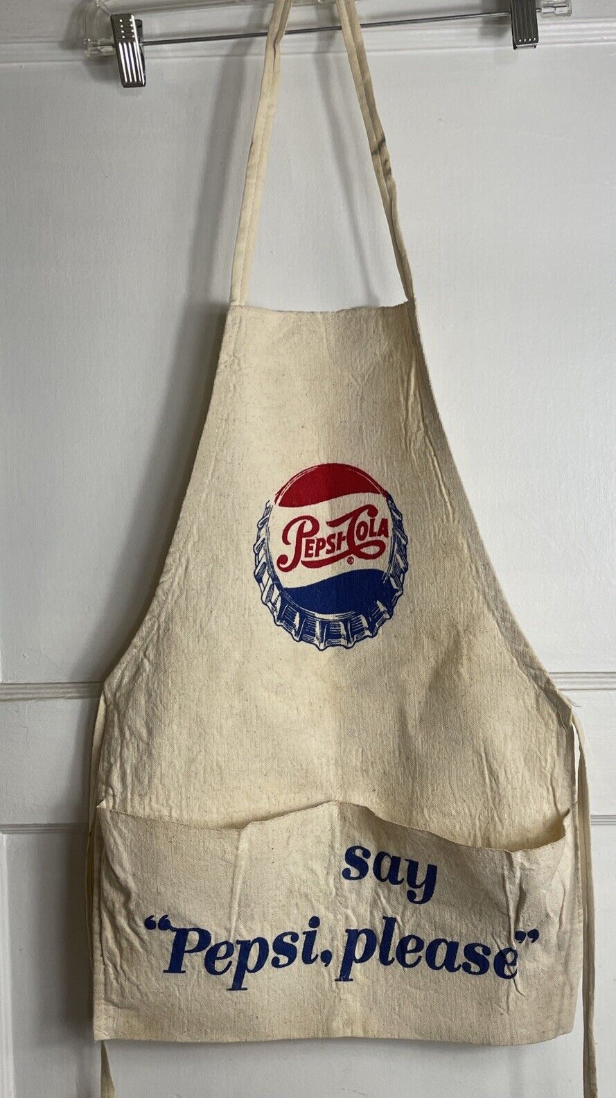 Vtg 1945 Pepsi Cola Apron Stadium Canvass material Good Condition Advertisement