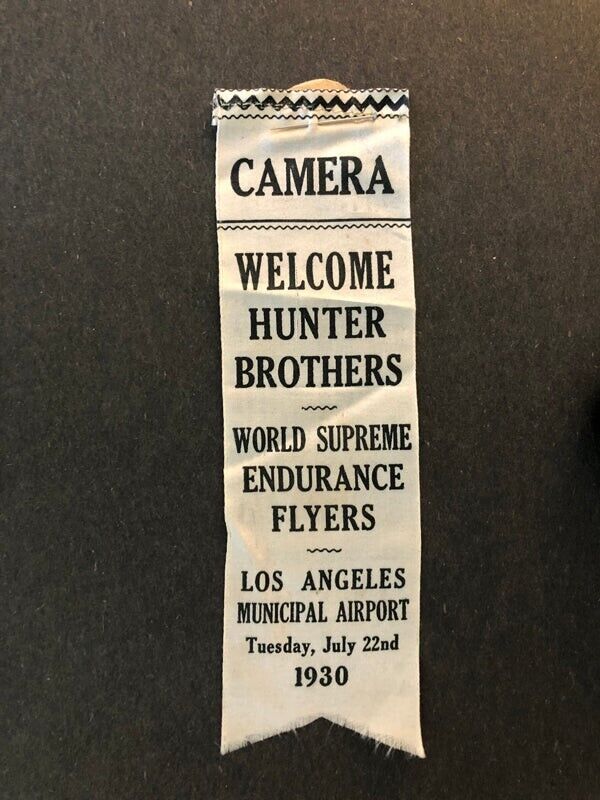 Hunter Brothers Aviation Endurance Flyers 1930 Los Angeles Original Press Pass