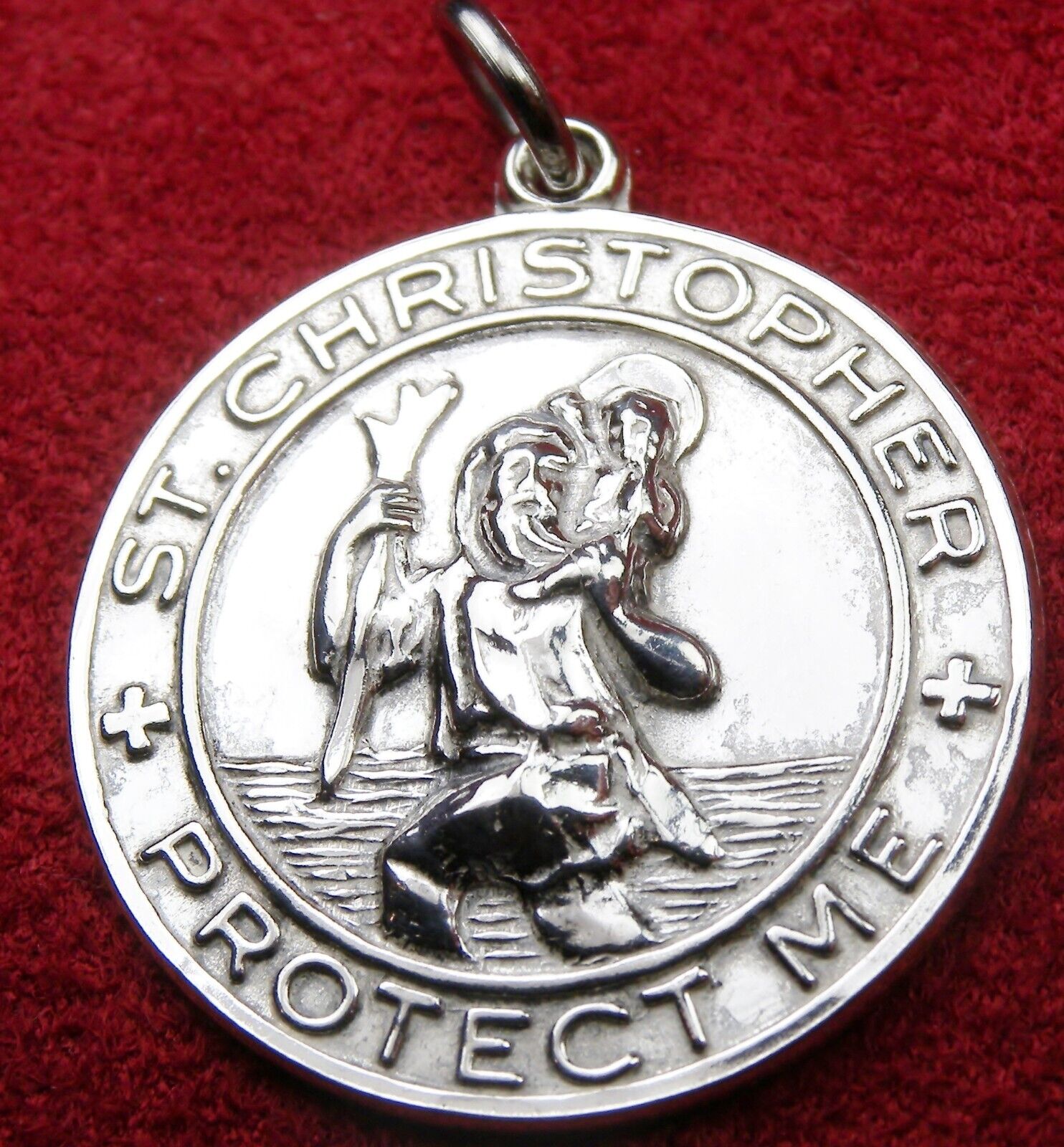 WWII Chaplain's Estate 9 Gram Sterling Silver St Christopher Dog tag Chain Medal