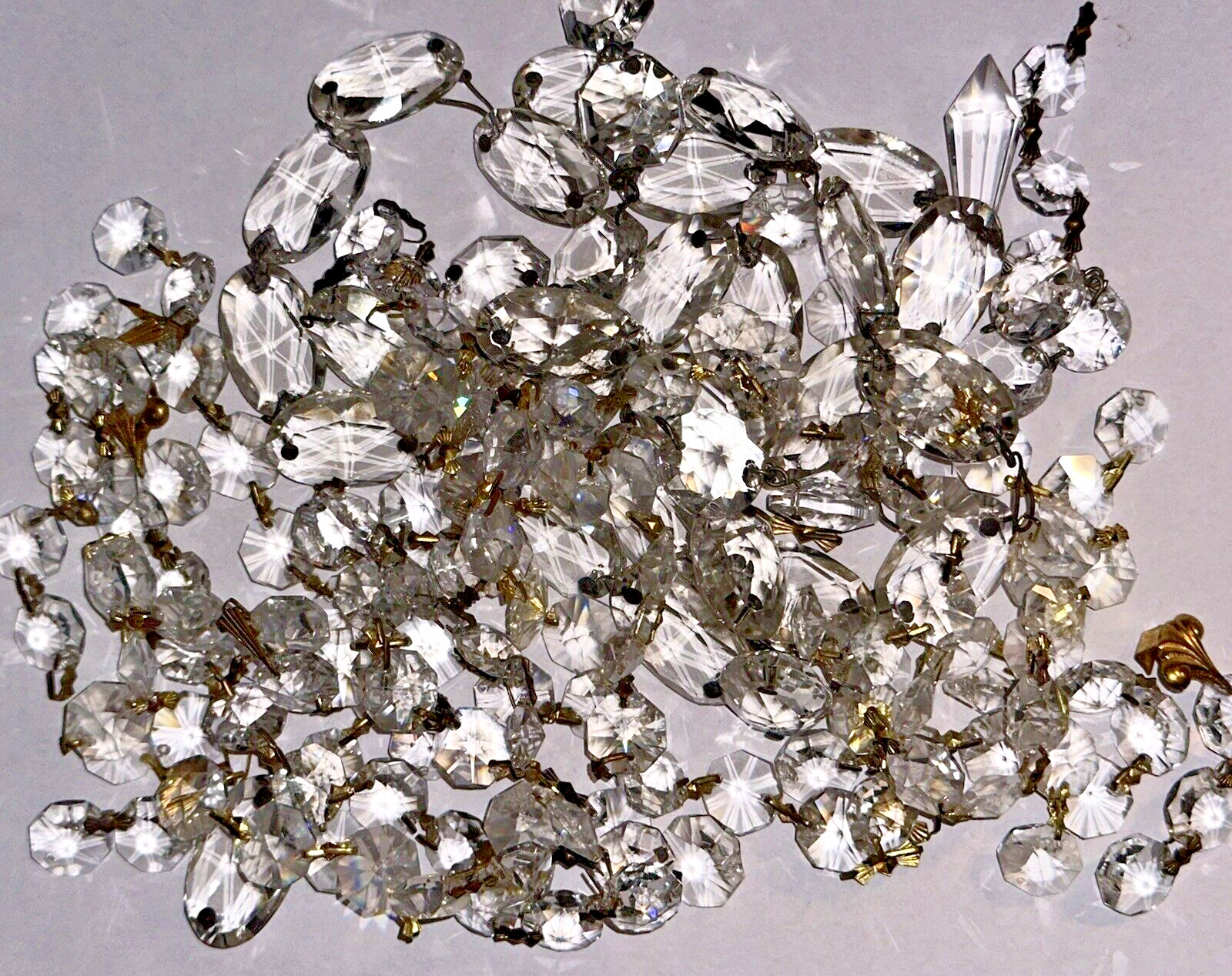 Big Lot Vintage Chandelier Crystal Prism Chain Assorted Sizes 150+ Pieces