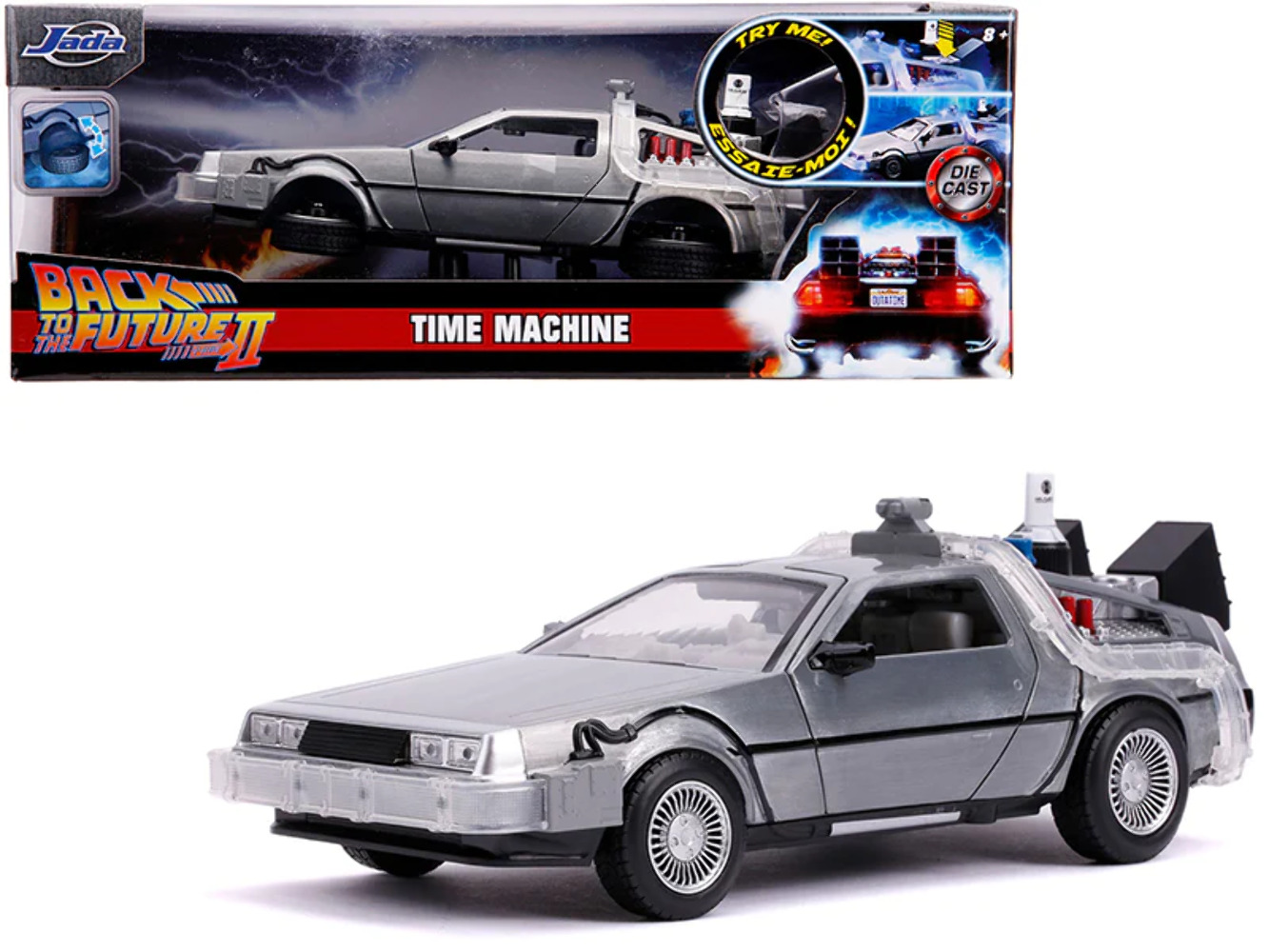DeLorean Brushed Time Machine Flying Back Future Part 1/24 Diecast Model Car