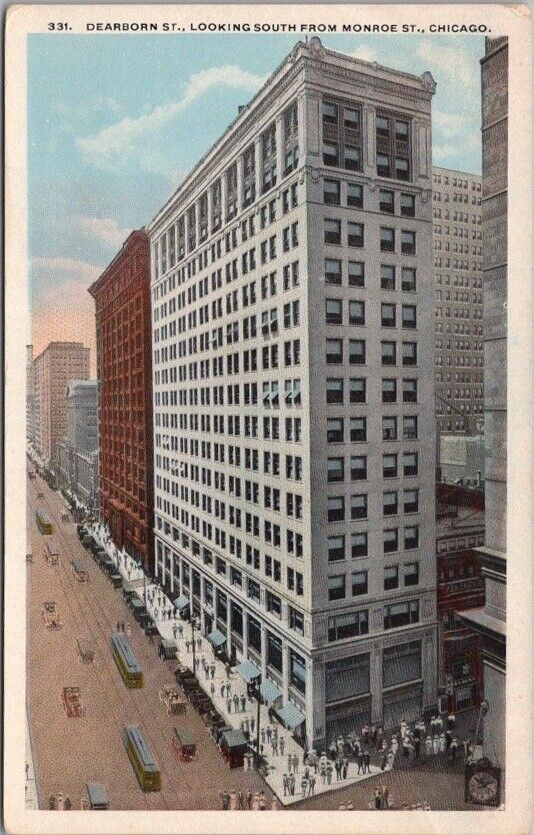 c1930s CHICAGO, Illinois Postcard DEARBORN STREET Bird's-Eye View / Unused
