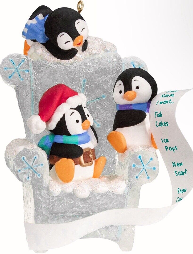 Used Hallmark Keepsake Ornament 2023 Long Letter to Santa Christmas Penguins