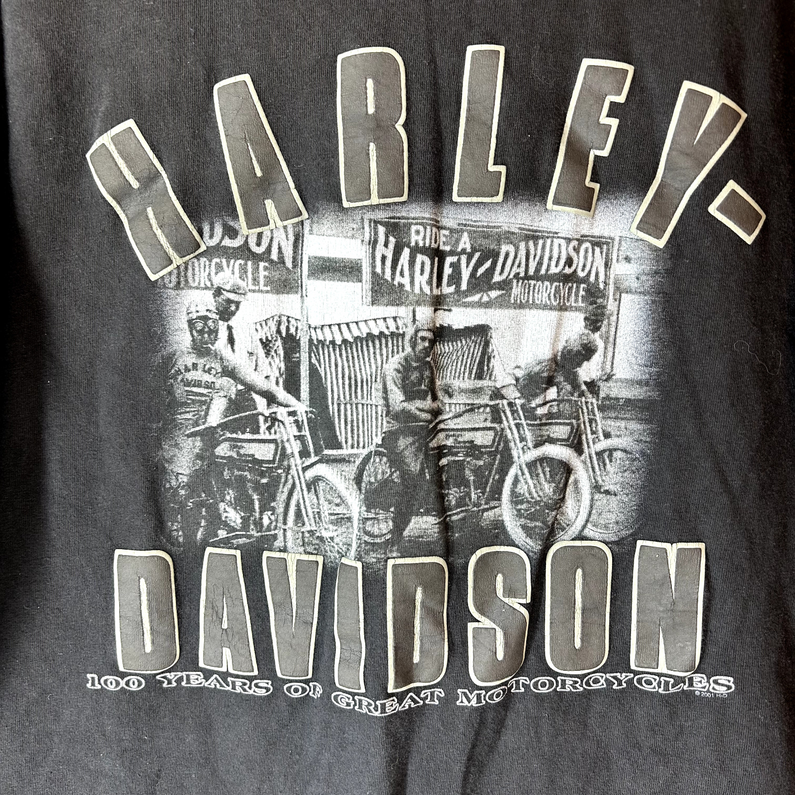 Harley-Davidson 100 yr anniversary Mens shirt large black patch vtg 2001 y2k