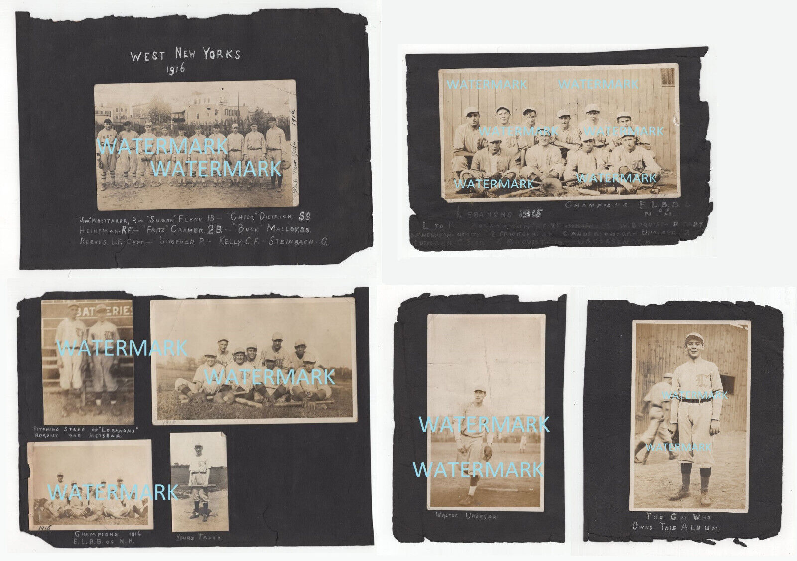 1910\'s West New York NJ Baseball Team Photo lot Players Names RPPC ID\'d Pre War