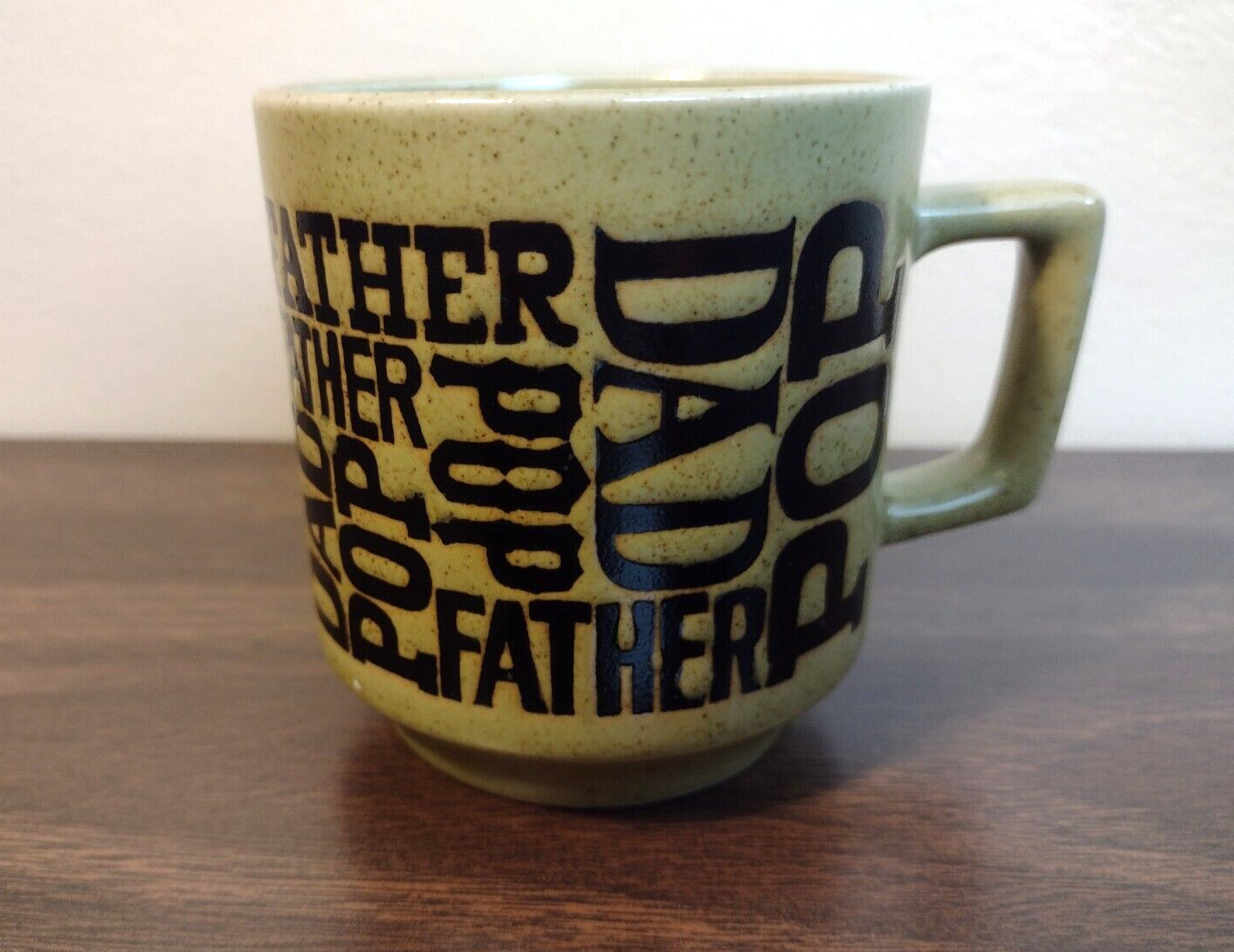 Vintage Father Dad Cup Stoneware Made in Japan Green Father's Day Mug