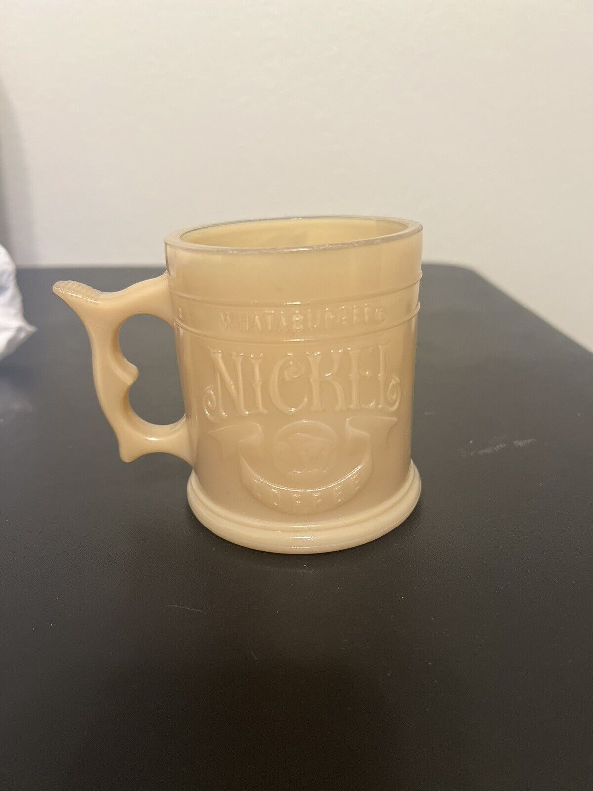 Vintage Whataburger Buffalo Nickel Coffee Cup Mug Butterscotch Glass