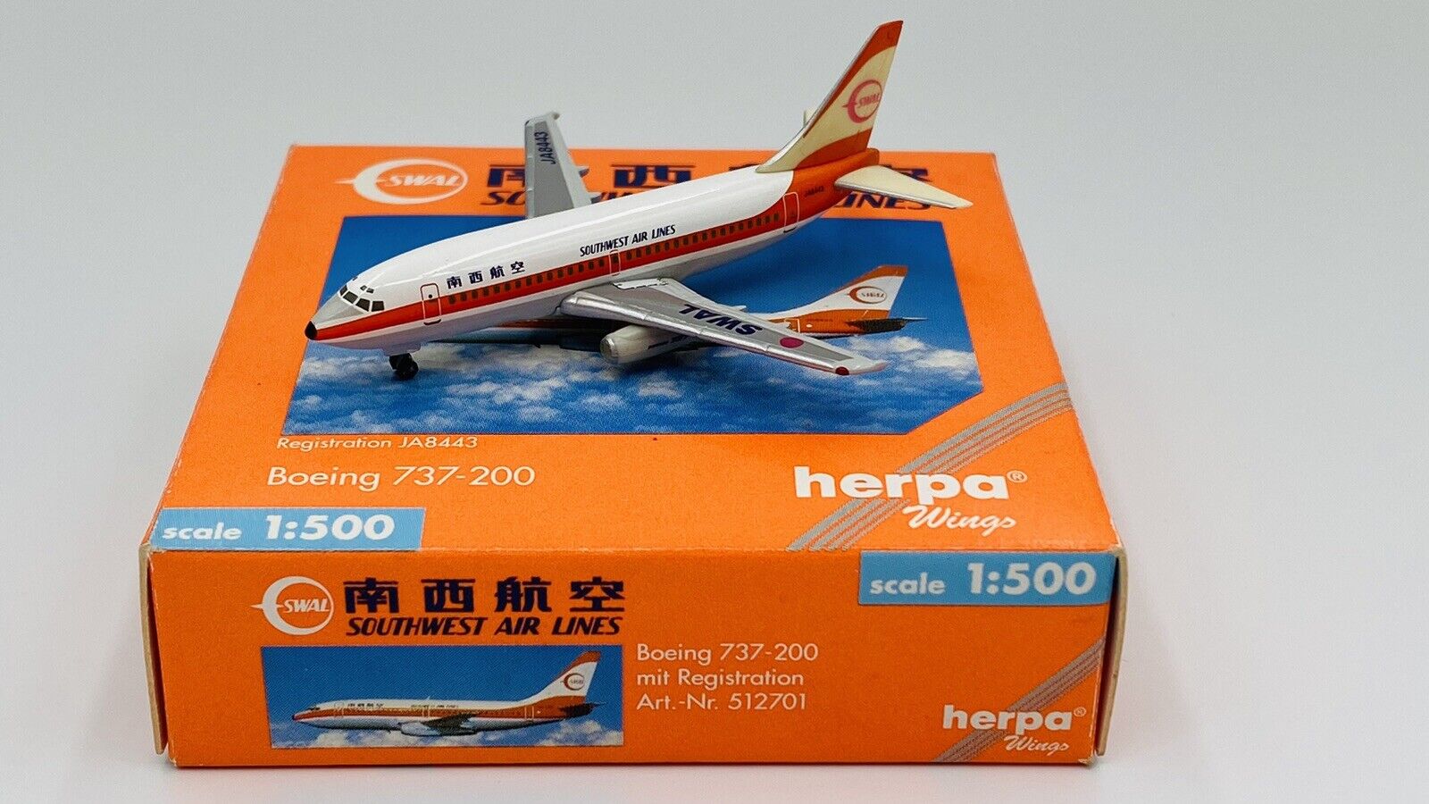 HERPA WINGS (512701) 1:500 SOUTHWEST AIR LINES BOEING 737-200 BOXED