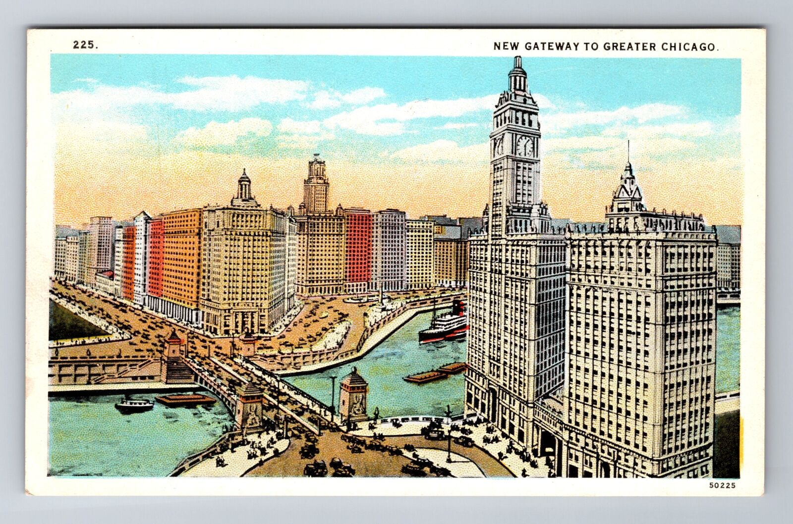 Chicago IL- Illinois, Aerial New Gateway To Greater, Antique, Vintage Postcard