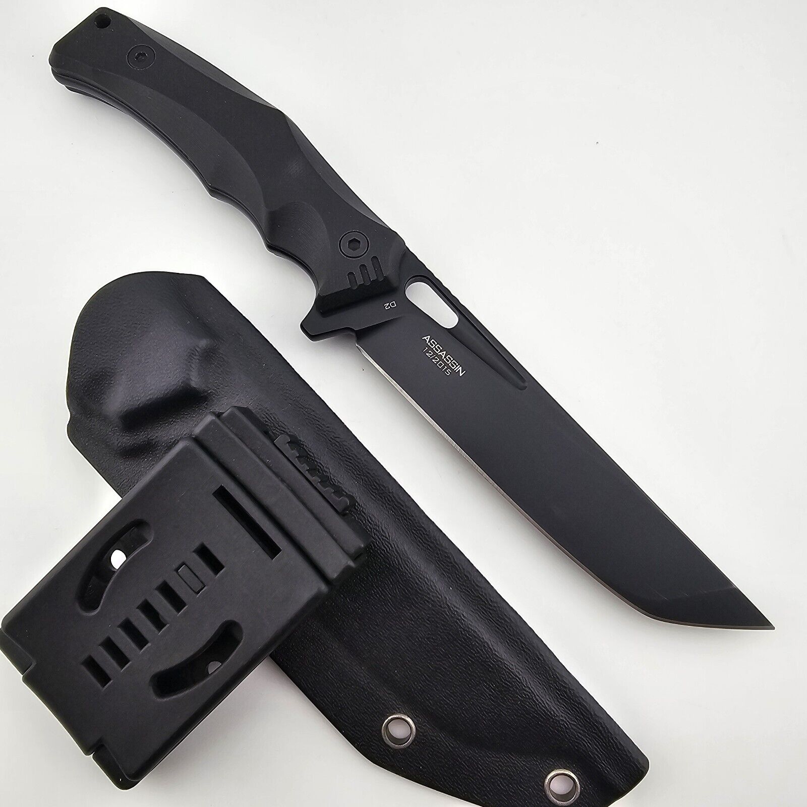 WE Assassin Fixed Blade Knife Black G10 Handles D2 Blade w/ Sheath DISCONTINUED