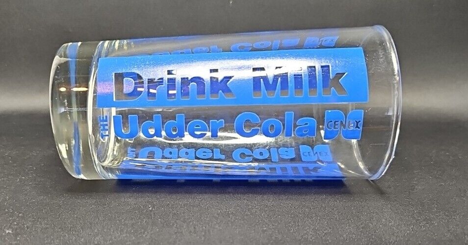 Vintage CENEX Farm Store Drink Milk The Udder Cola Advertising Tumbler Glass Cup