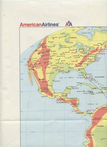 American Airlines North America South America Map Miami Sao Paulo Flight 1995