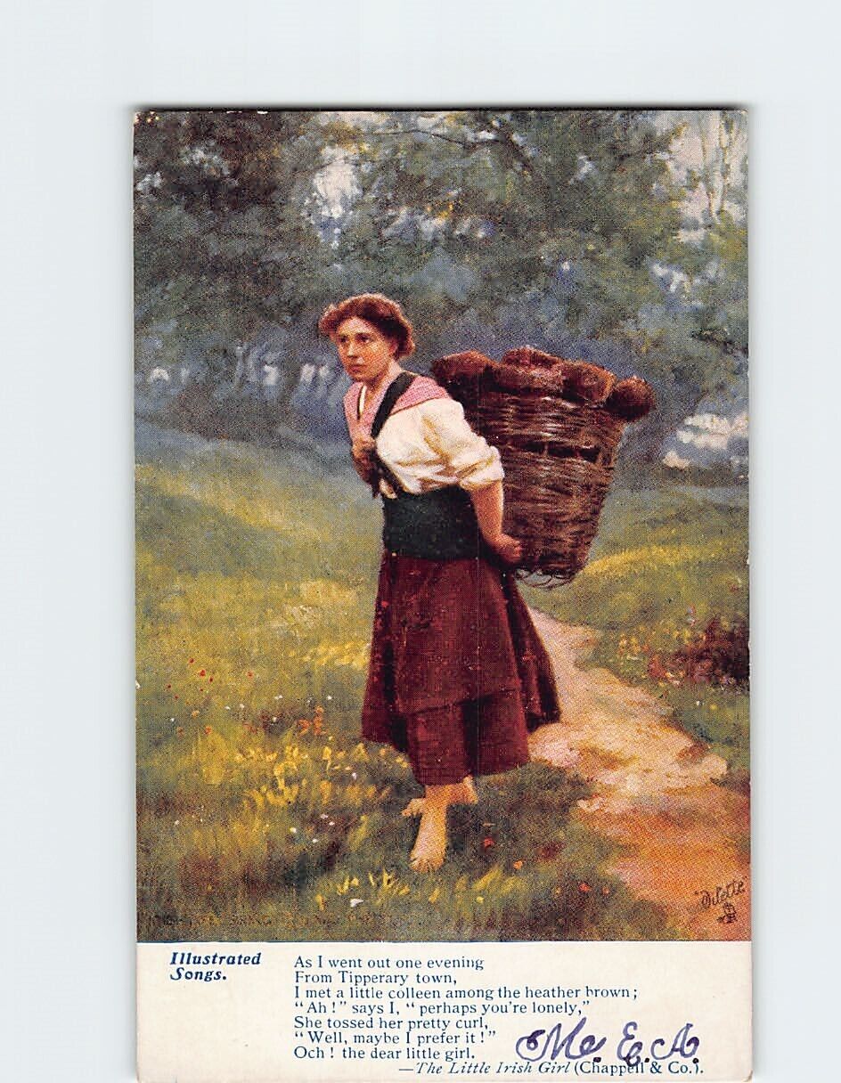 Postcard Illustrated Songs The Little Irish Girl