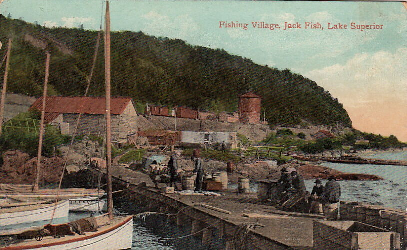 Postcard Fishing Village Jack Fish Lake Superior Canada 