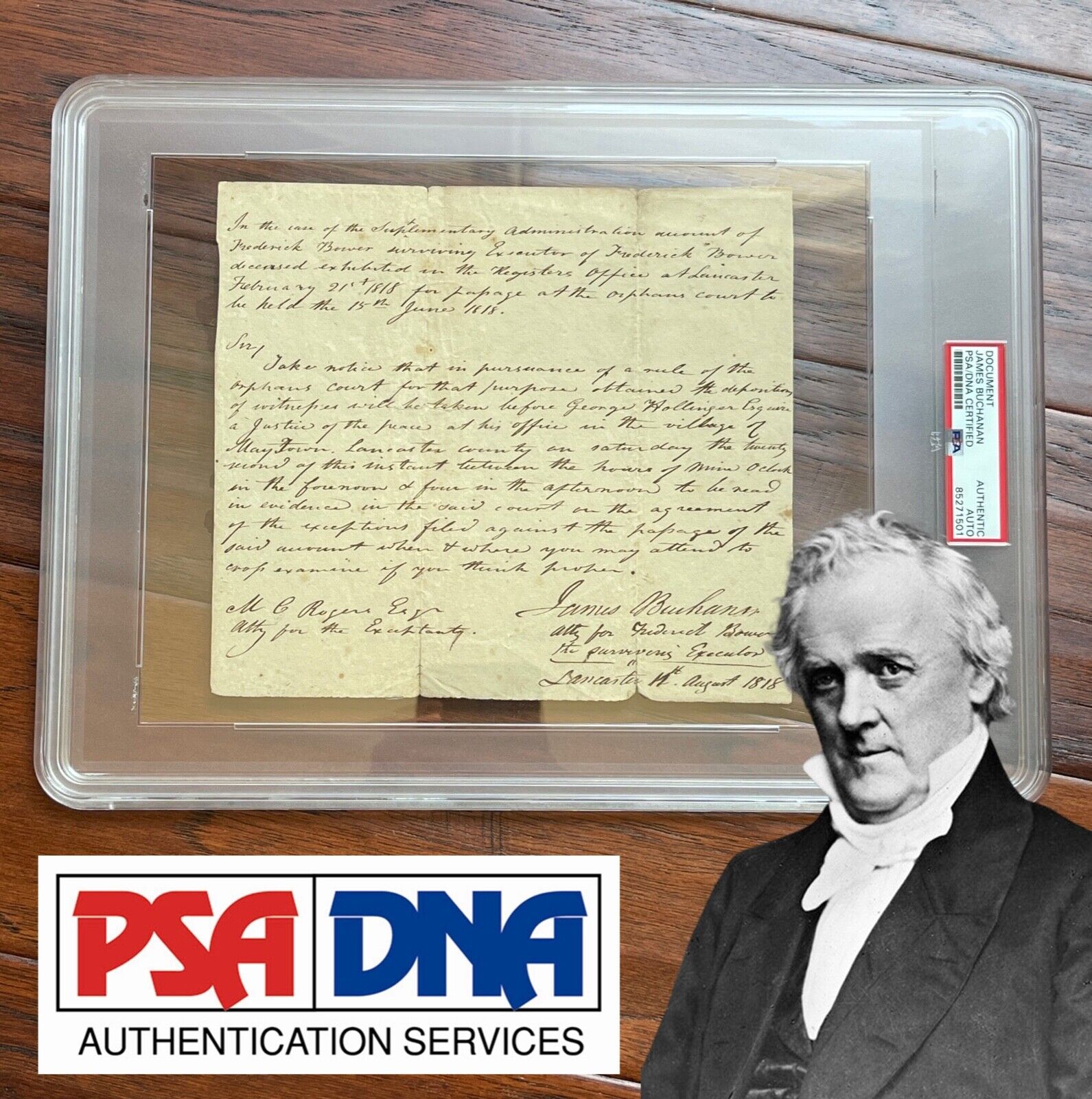 JAMES BUCHANAN * PSA/DNA * Autograph Early Legal Document SIGNED * President