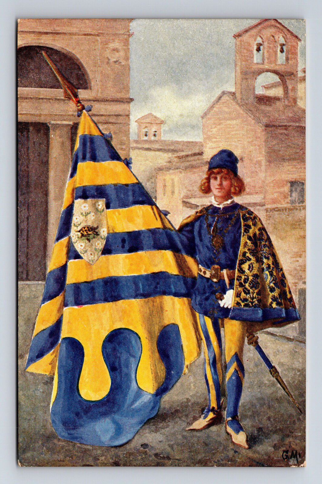 Contrades of Siena Italy Heraldry Coat of Arms Flag TARTUCA Postcard