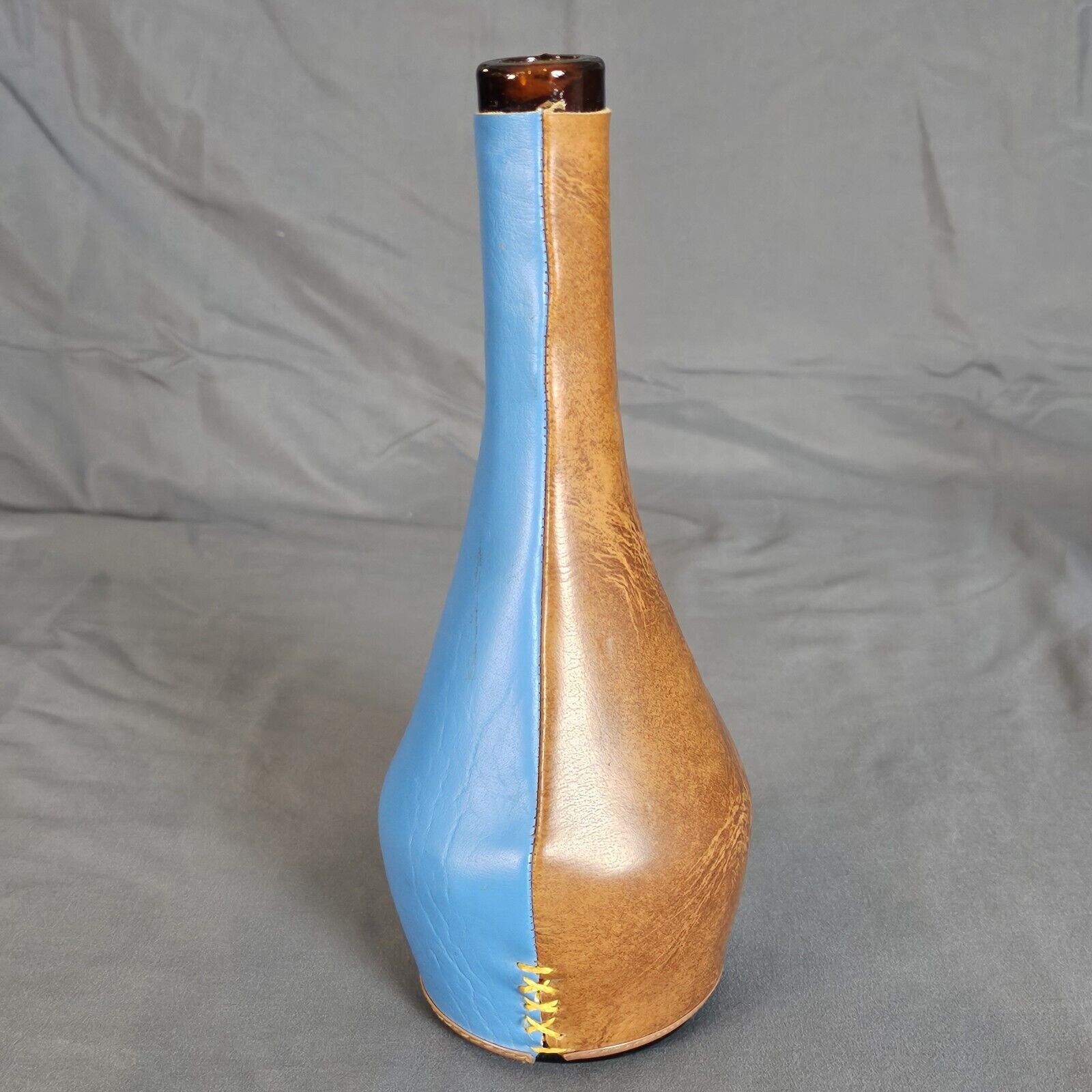 Vintage Pier 1 Imports Genie Bottle Leather Covered Glass Made In Spain PLS READ