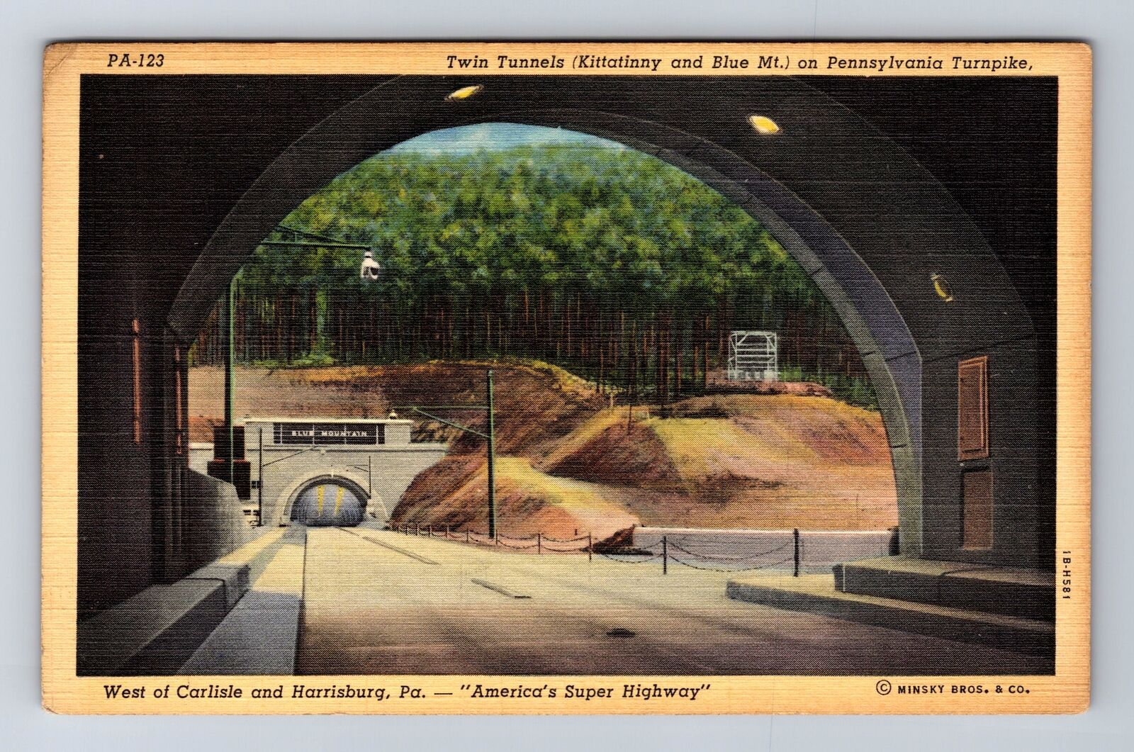 Harrisburg PA-Pennsylvania, Twin Tunnels, Kittatinny & Blue Mt. Vintage Postcard