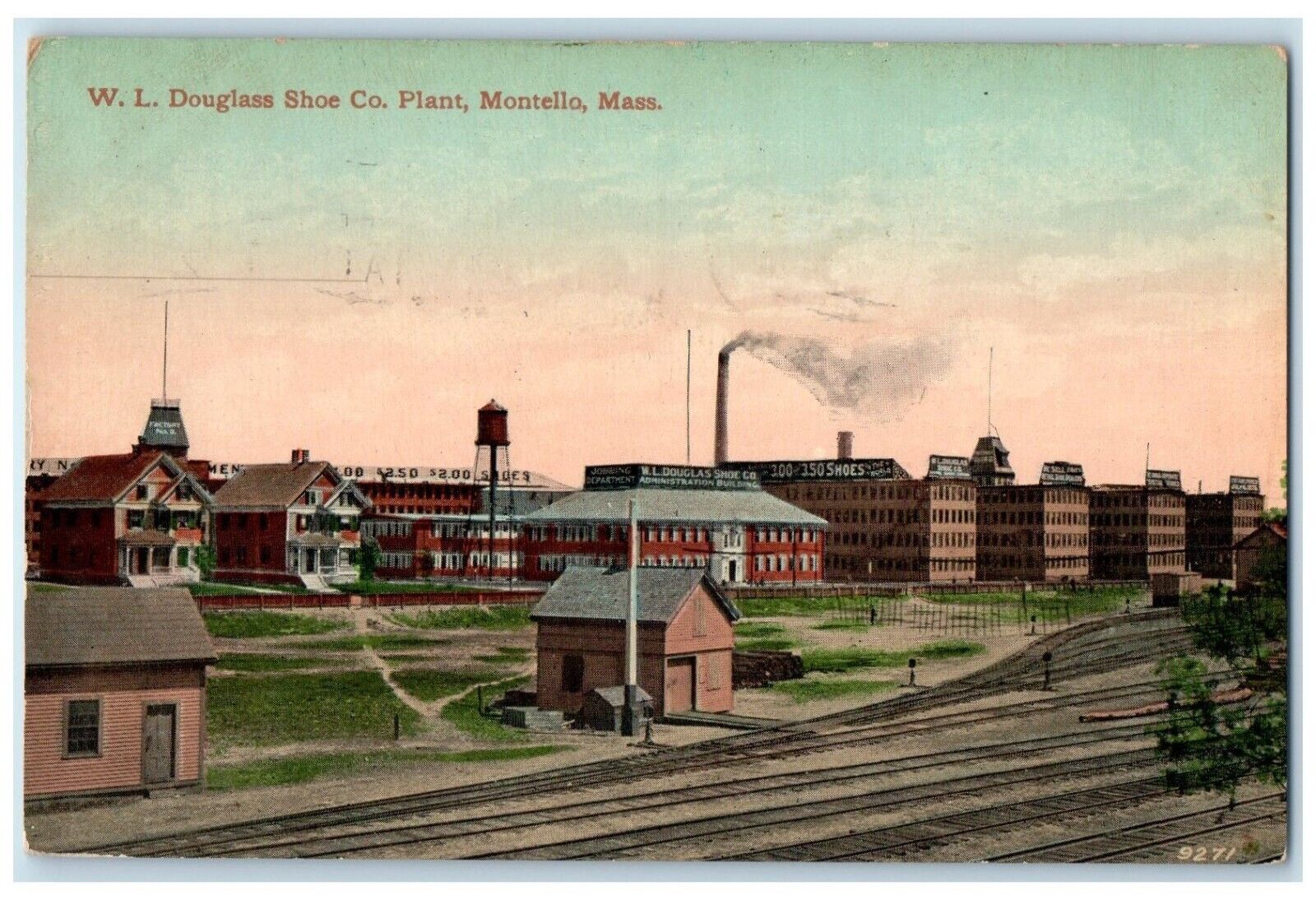 1911 W. L. Douglass Shoe Co Plant Montello Massachusetts Posted Vintage Postcard
