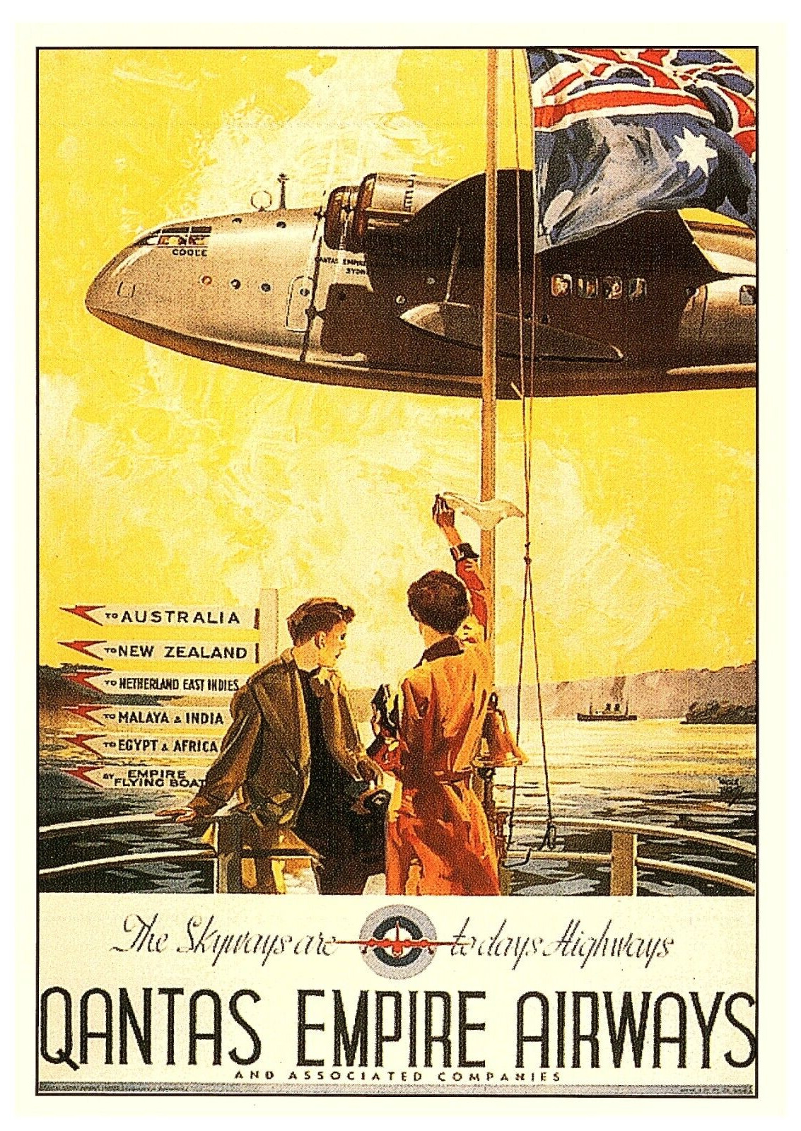 Qantas Empire Airways short C Class Flying Boat Circa 1939 Airplane Postcard