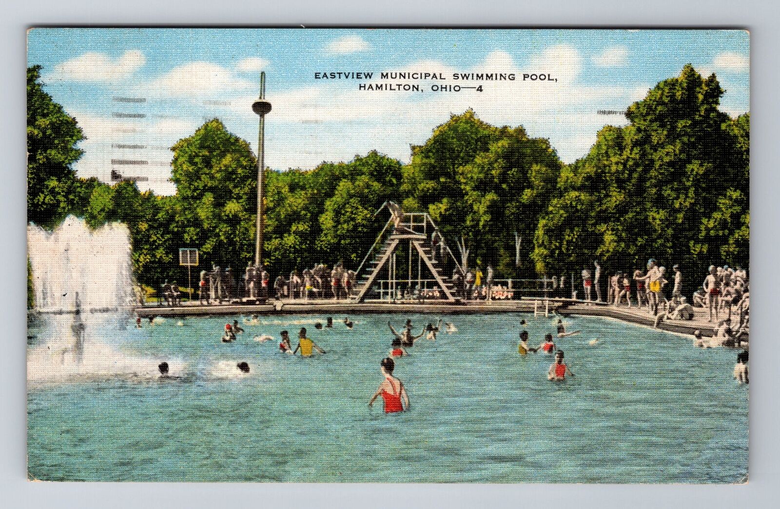 Hamilton OH-Ohio, Eastview Municipal Pool, c1957 Antique Vintage Postcard