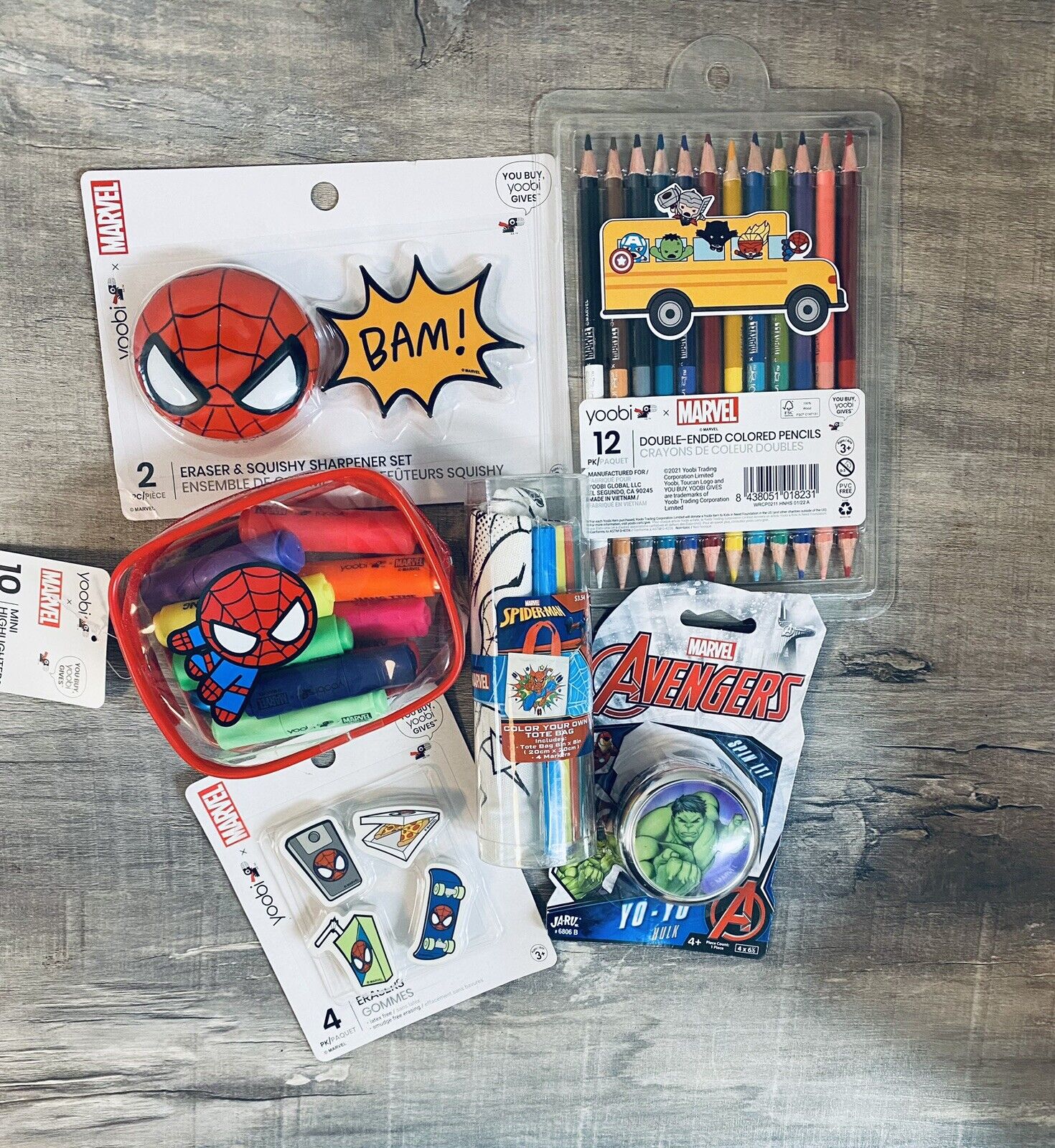 Assorted Marvel Avengers School And Craft Lot Yoobie Pencils Erasers Highlighter