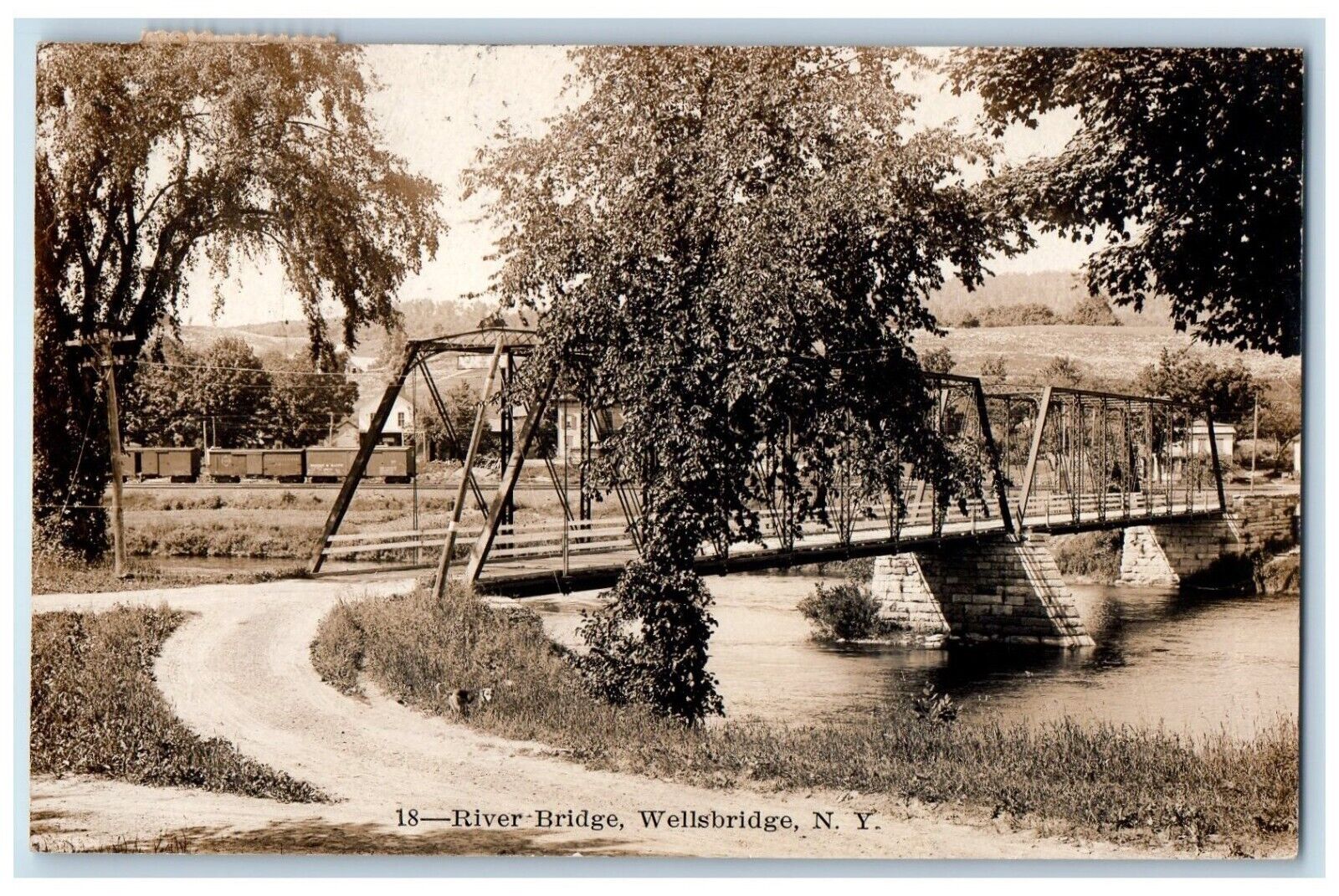 1910 River Bridge Wellsbridge New York NY Phelps Antique RPPC Photo Postcard
