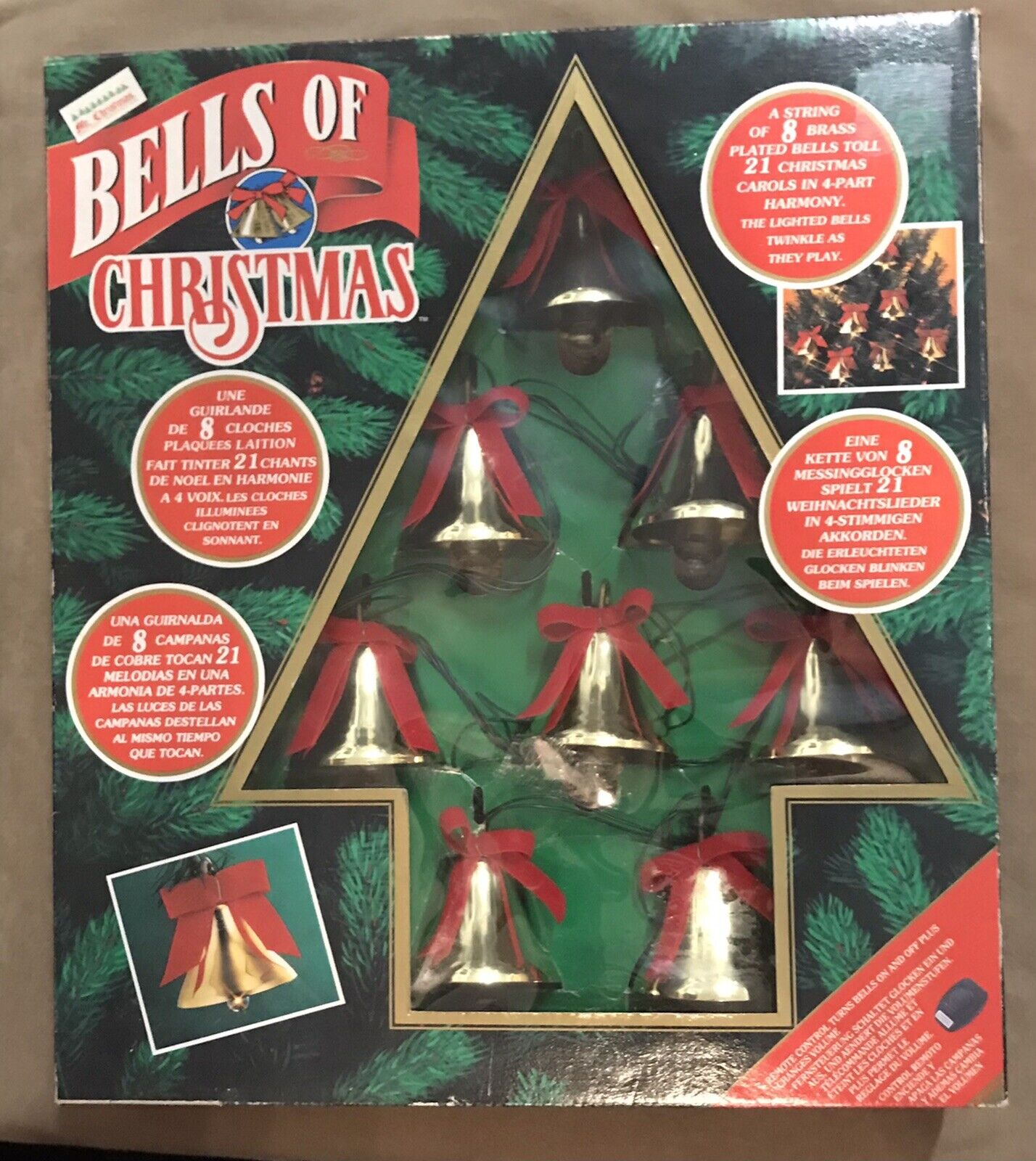 1992 Mr. Christmas 8 Lighted Bells of Christmas Plays 21 Carols 4-Part Harmony
