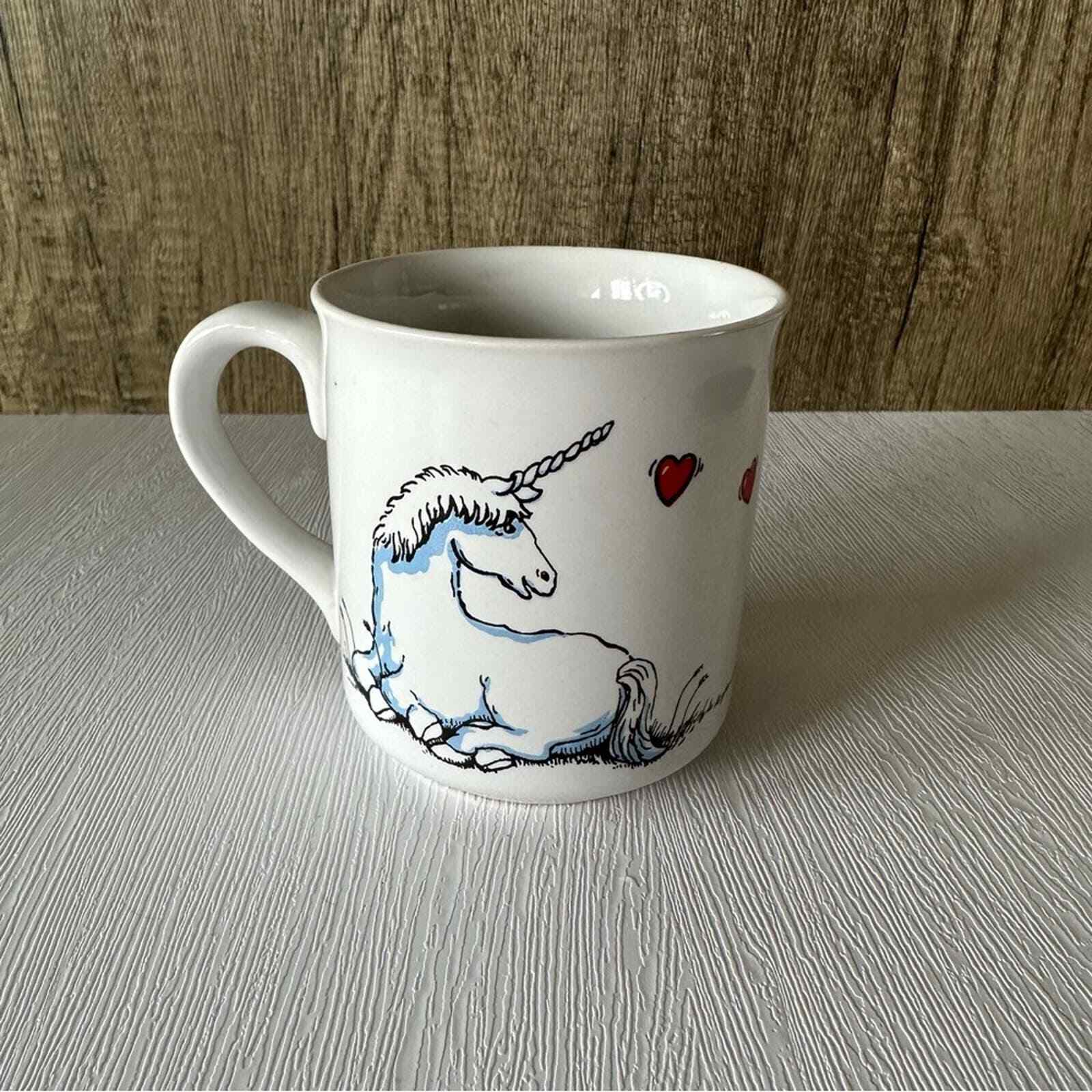 Russ Berrie Vintage Mug Unicorns Hearts Collectible 1980s